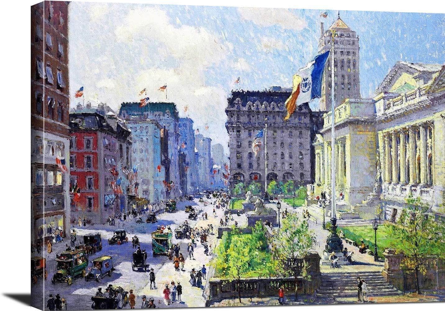 New York Public Library Painting Colin Campbell Cooper Canvas Art - Image 3
