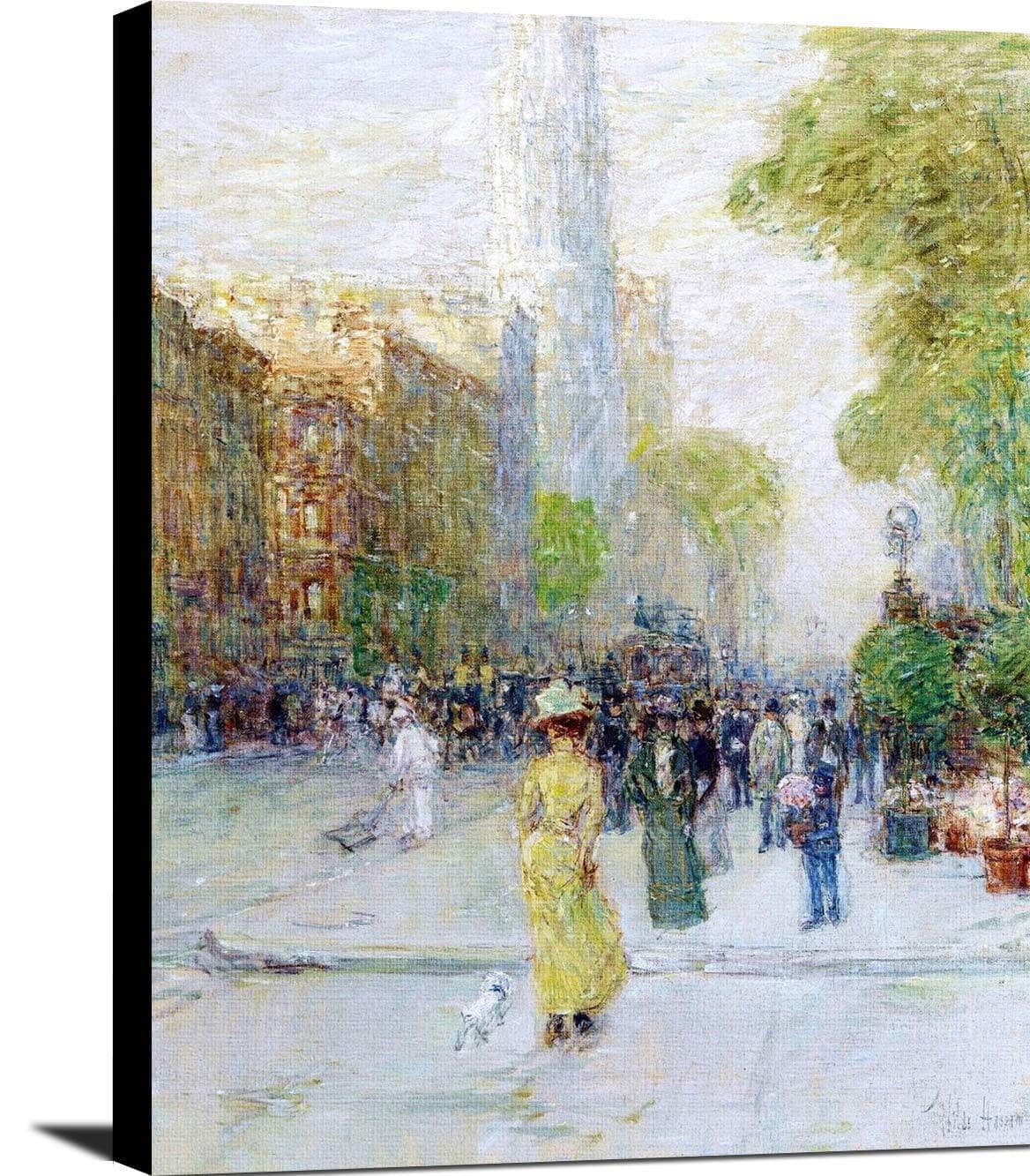 New York Street Scene Painting Frederick Childe Hassam Canvas Art - Image 2