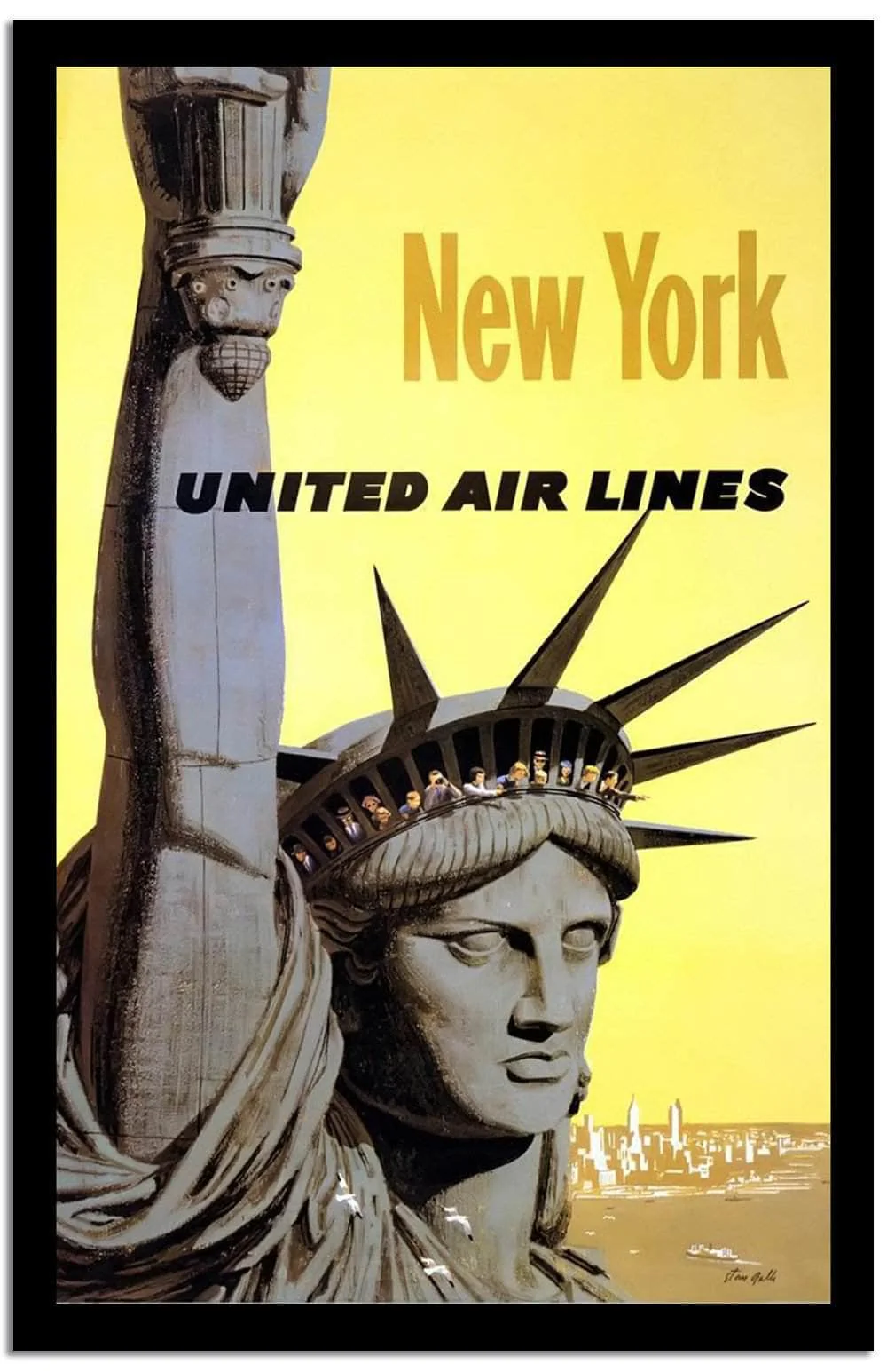 New York United Air Lines Wpa Vintage Advertising - Image 2