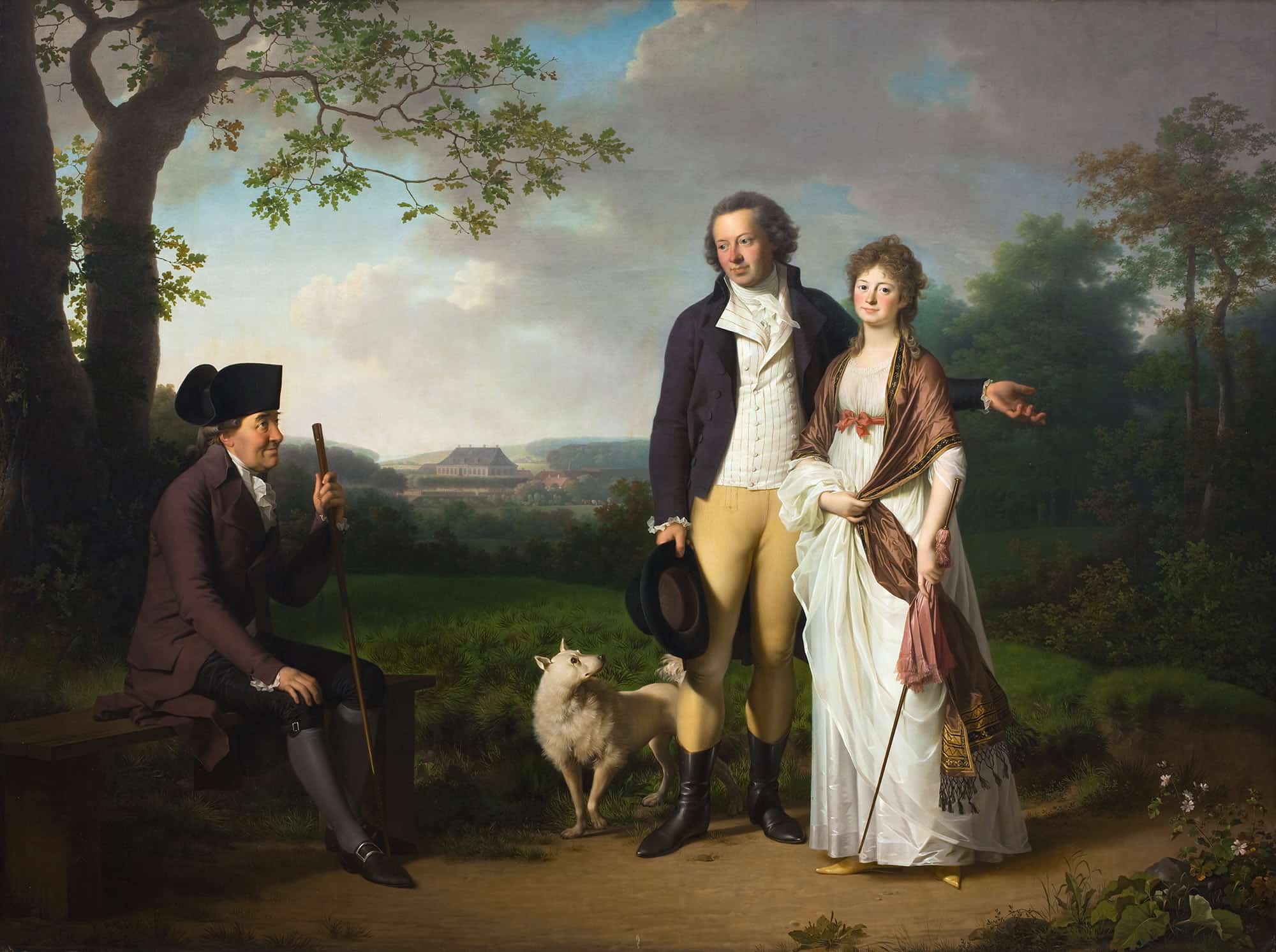 Niels Ryberg With His Son Johan Christian And His Daughter In Law Engelke Nee Falbe by Jens Juel