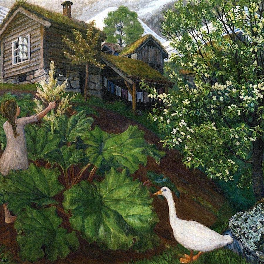Night Light, Rhubarb, Goose And Bird Cherry Tree By Nicolai Astrup - Image 5