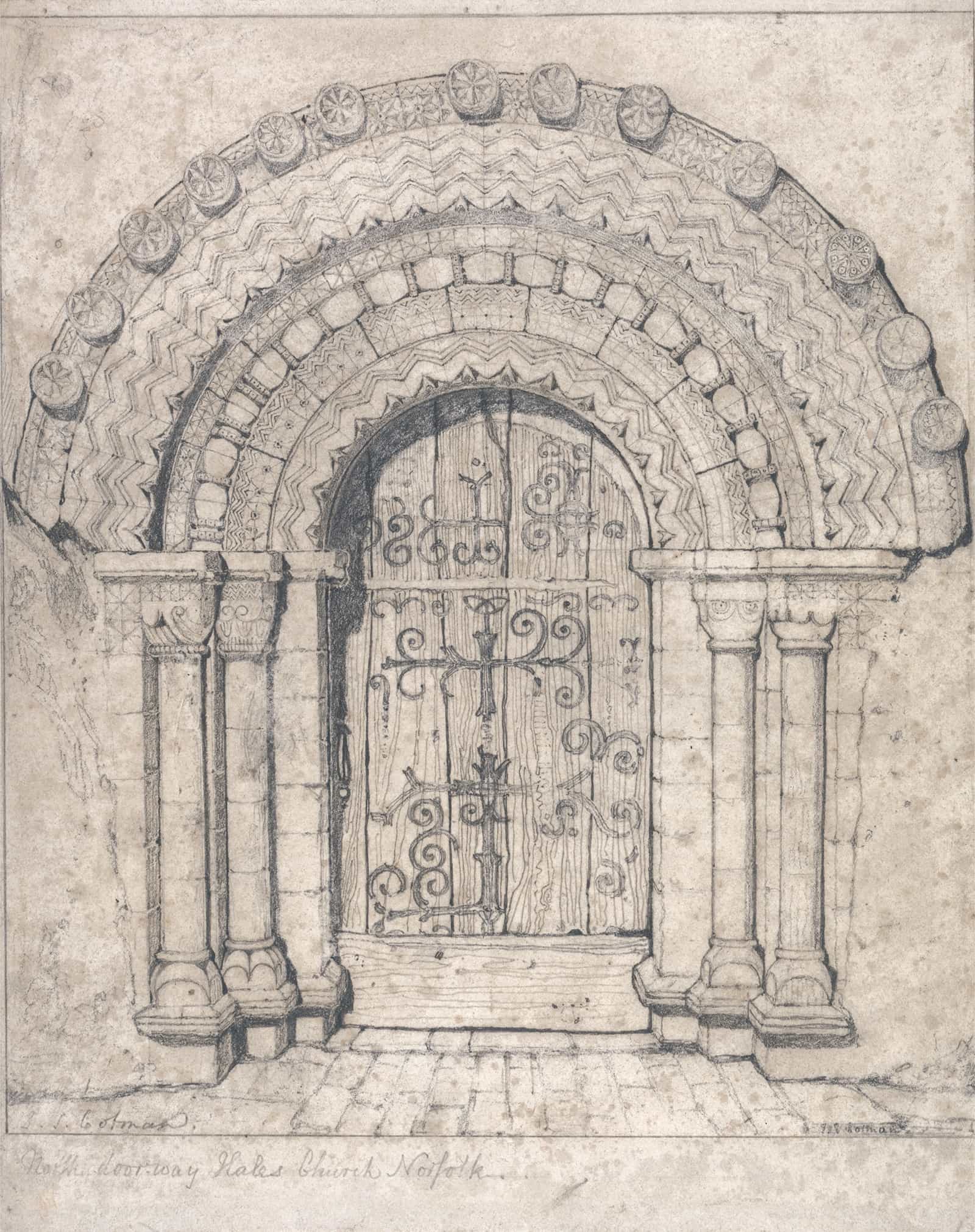 North Doorway Of Hales Church Norfolk by John Sell Cotman - Image 2