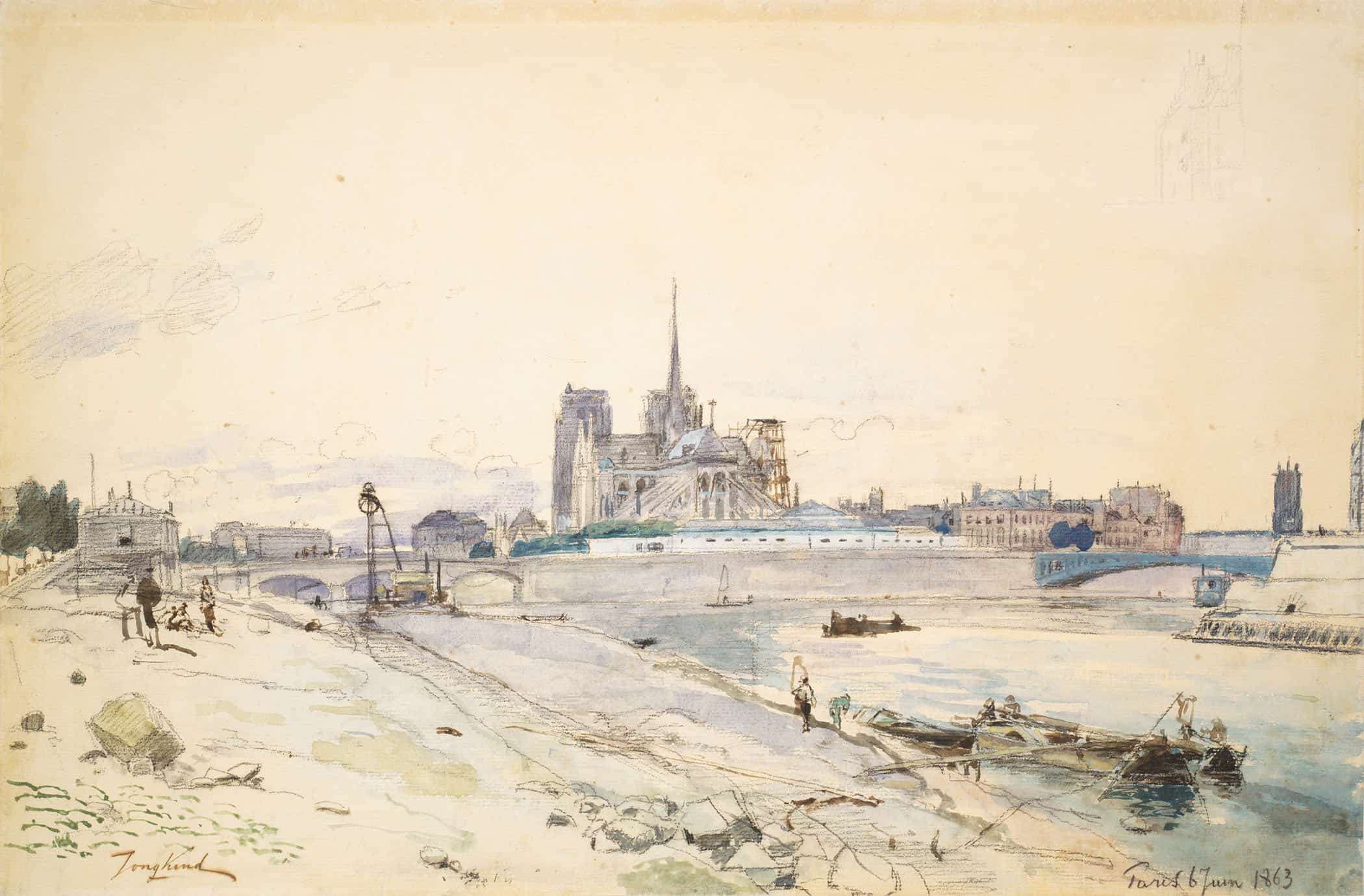 Notre Dame Of Paris Seen From The Quai De La Tournelle by Johan Barthold Jongkind - Image 2