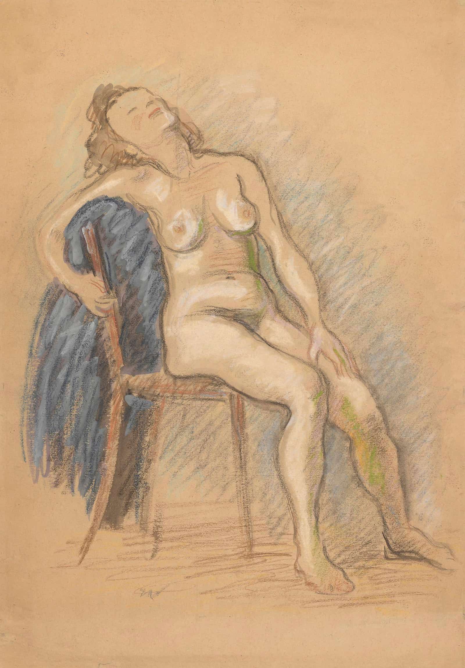 Nude Sitting In A Chair by Zygmunt Waliszewski