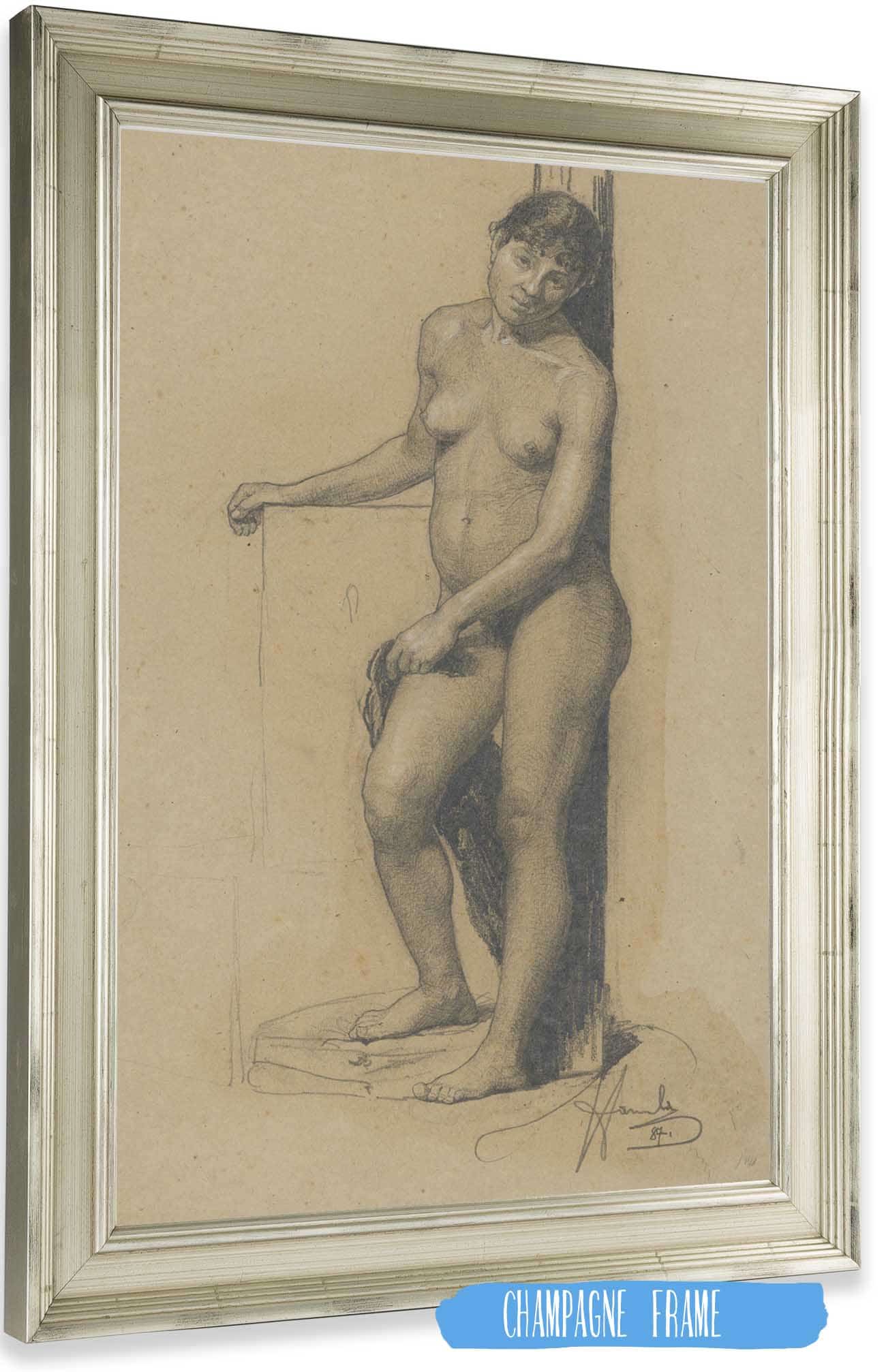 Nude Standing Woman by Jozef Hanula