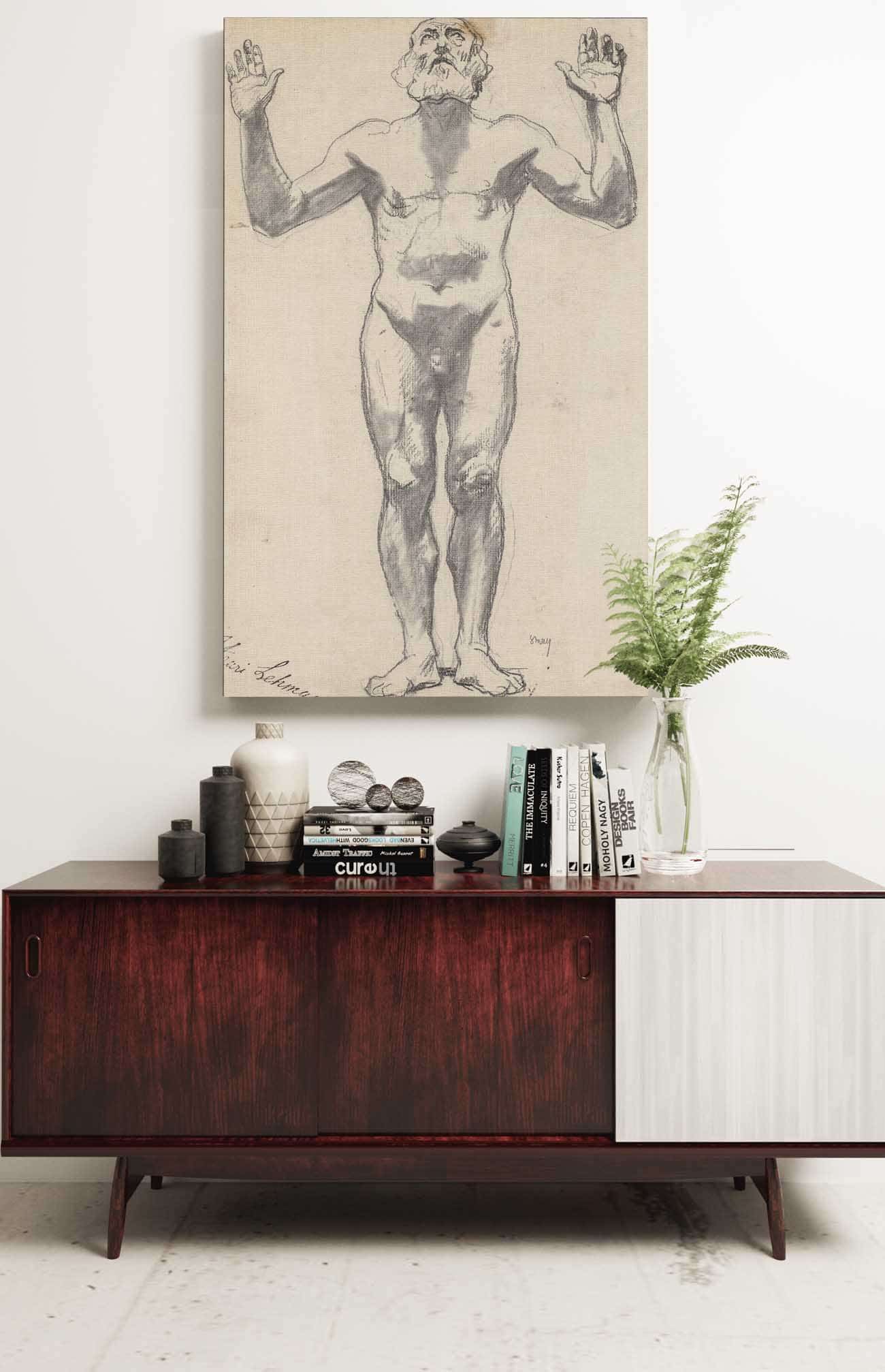 Nude Study Of An Old Man Before by Henri Lehmann - Image 2