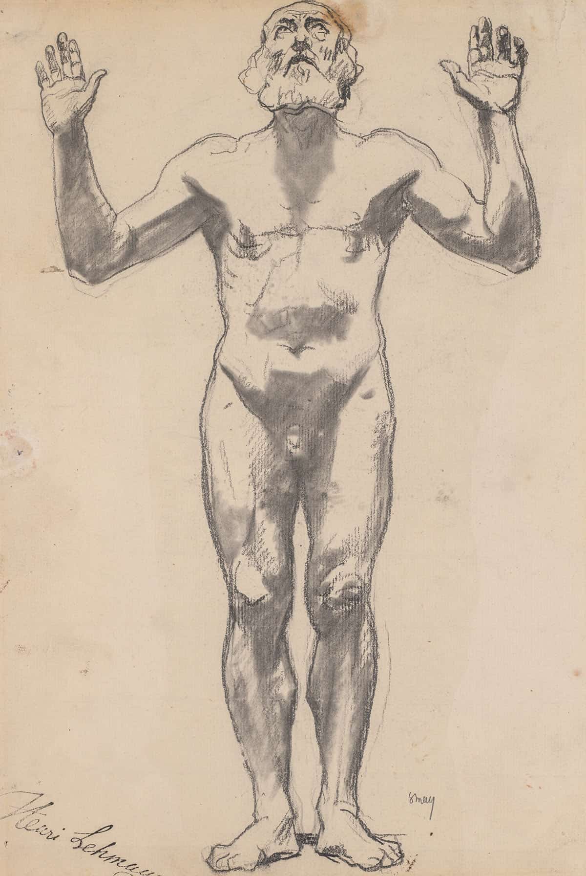 Nude Study Of An Old Man Before by Henri Lehmann - Image 3