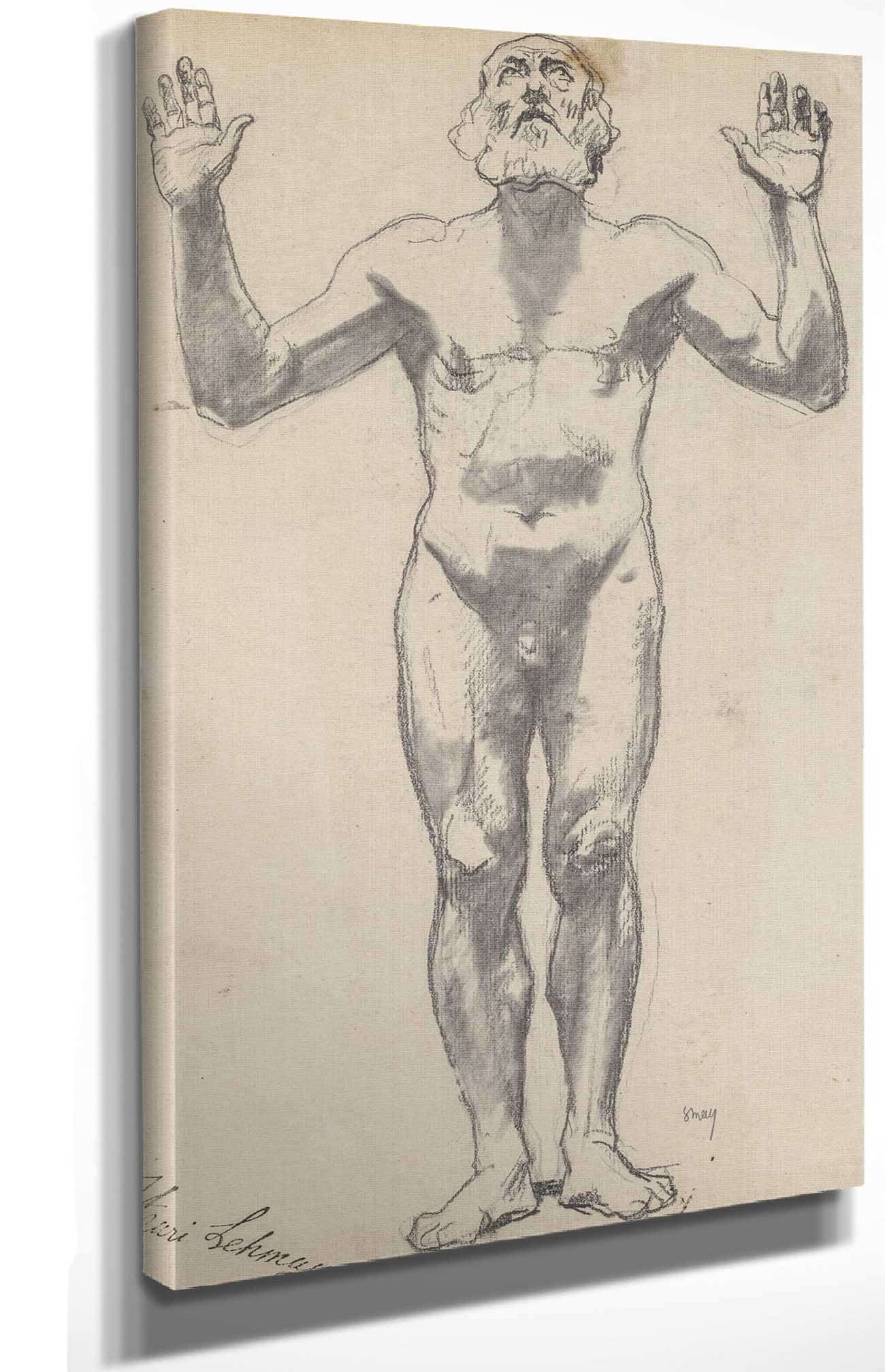 Nude Study Of An Old Man Before by Henri Lehmann - Image 4
