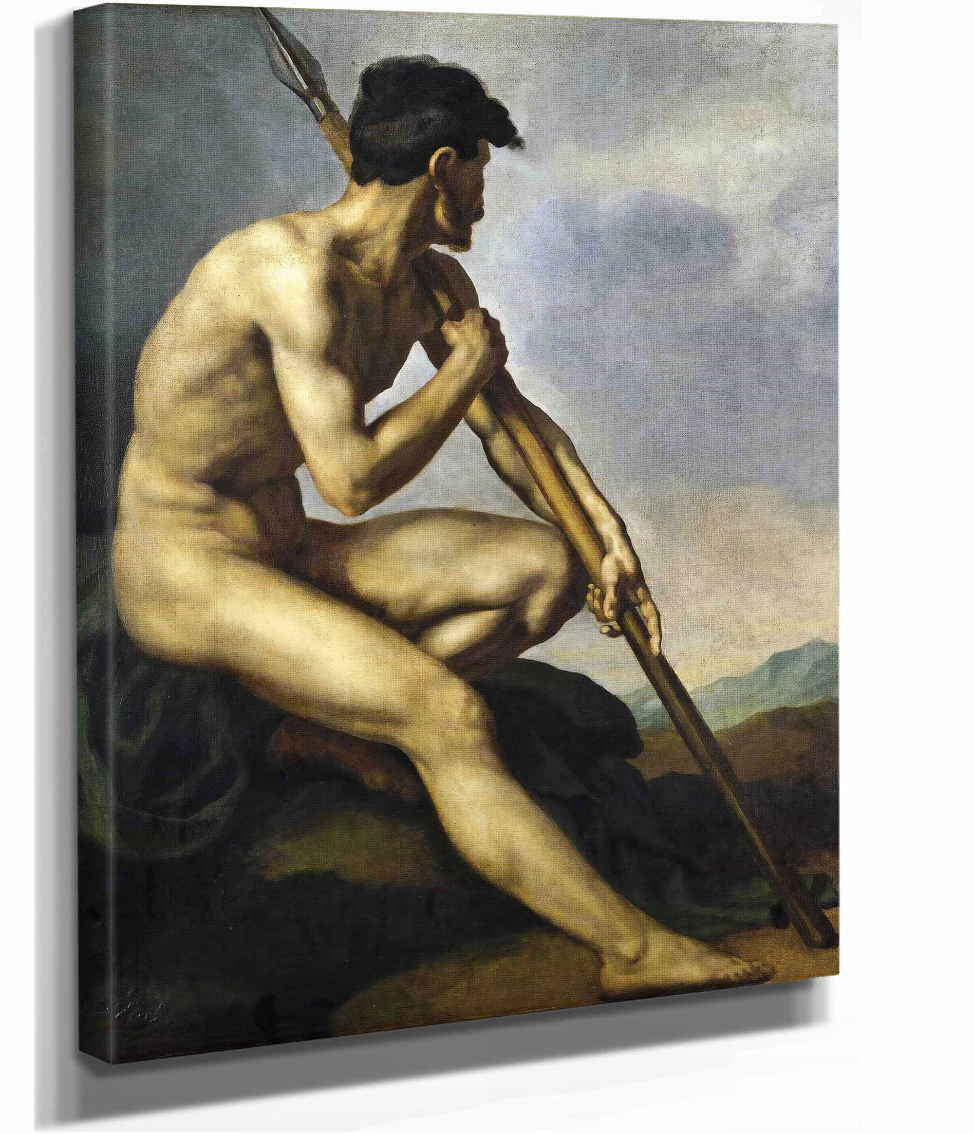 Nude Warrior With A Spear by Theodore Gericault - Image 2