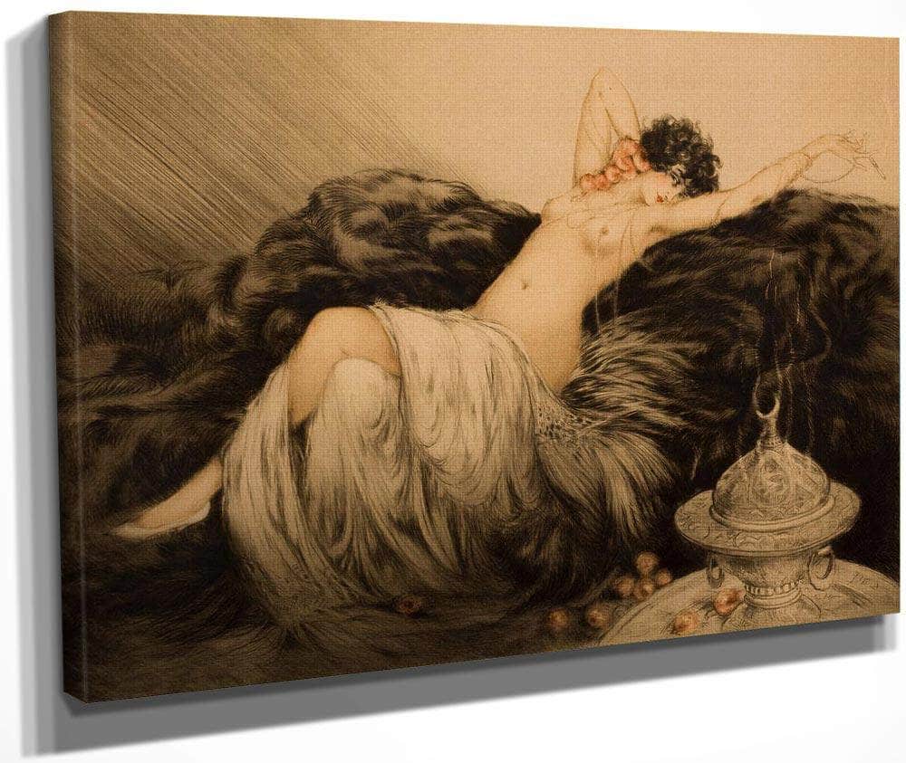 Nude With Black Fur By Louis Icart