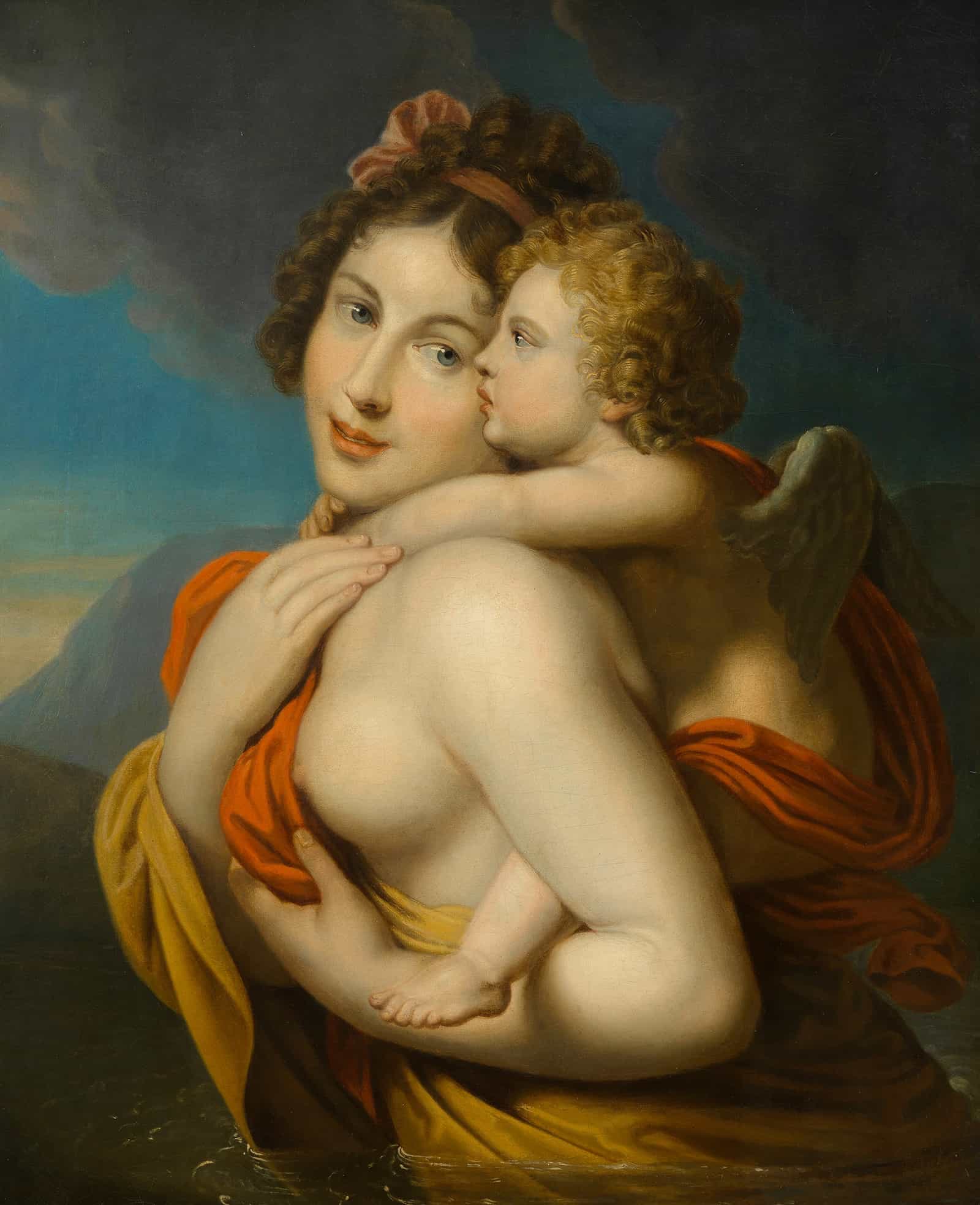Nymphe Tragt Amor Durch Einen Fluss Around by Johann Baptist Von Lampi The Elder - Image 2