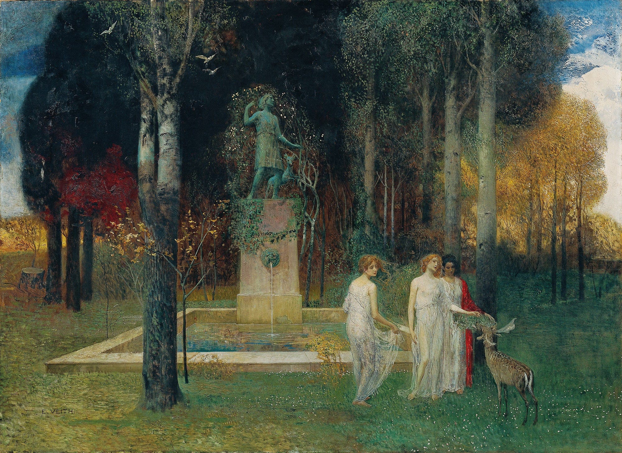 Nymphen Am Brunnen by Eduard Veith - Image 2