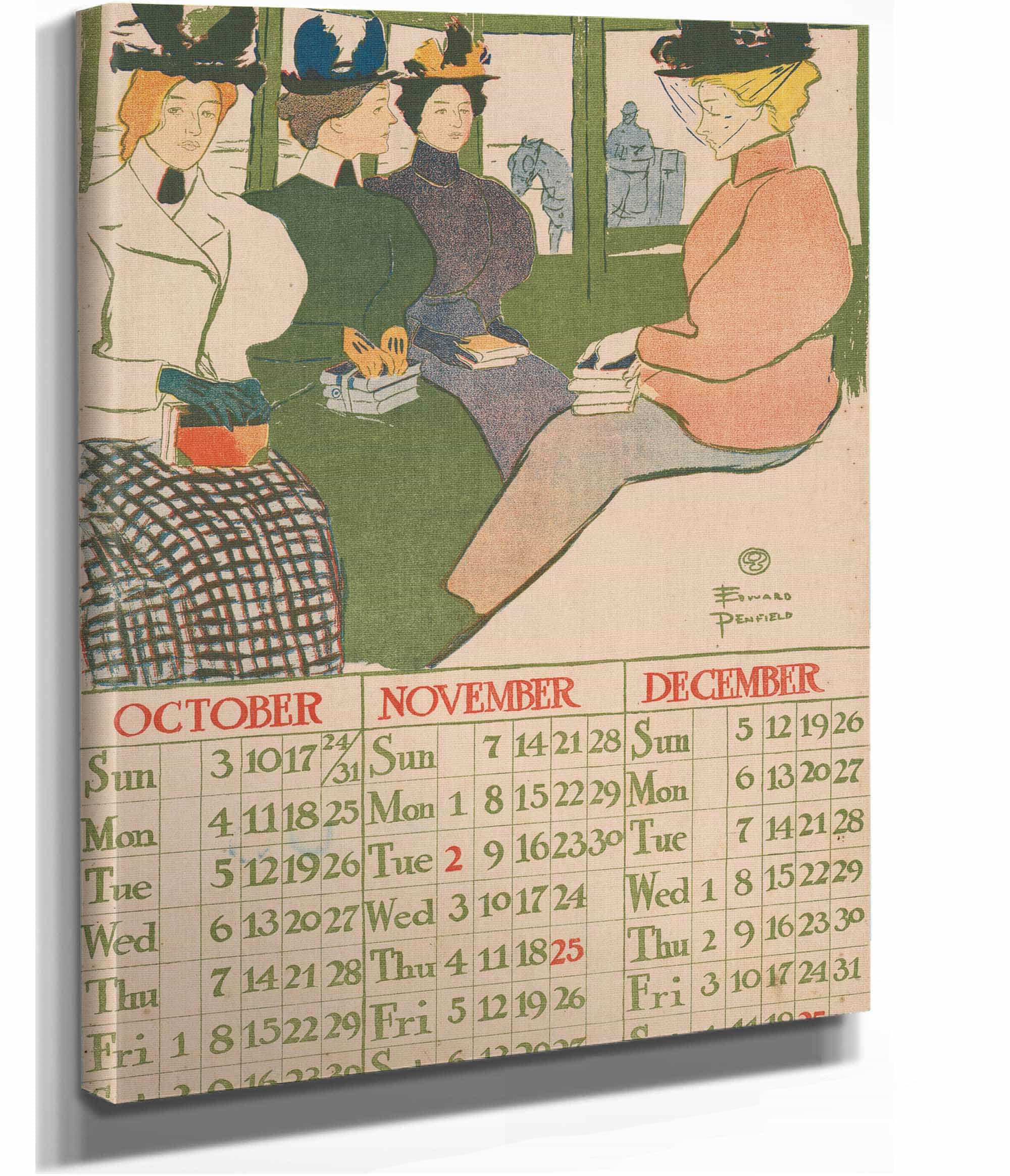 October November December Calendar by Edward Penfield - Image 2