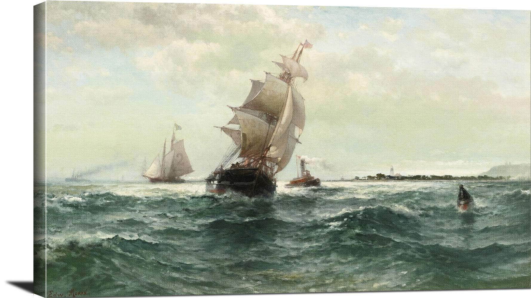 Off Atlantic Shore, Highlands Painting Edward Moran Canvas Art - Image 3