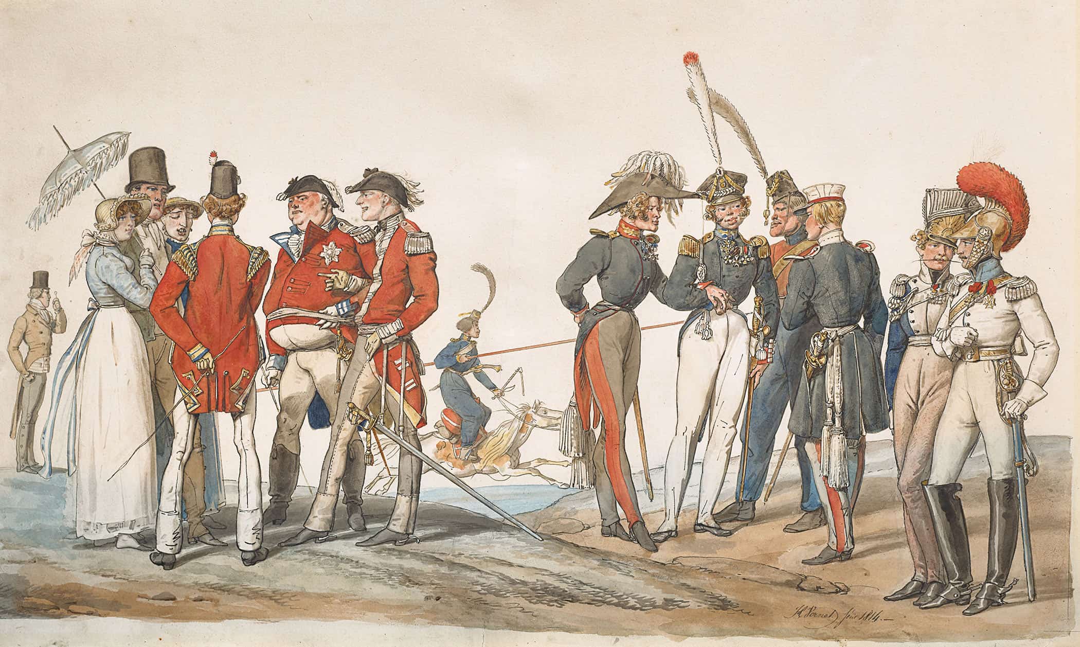 Officiers Anglais Et Francais Discutant by Horace Vernet - Image 2