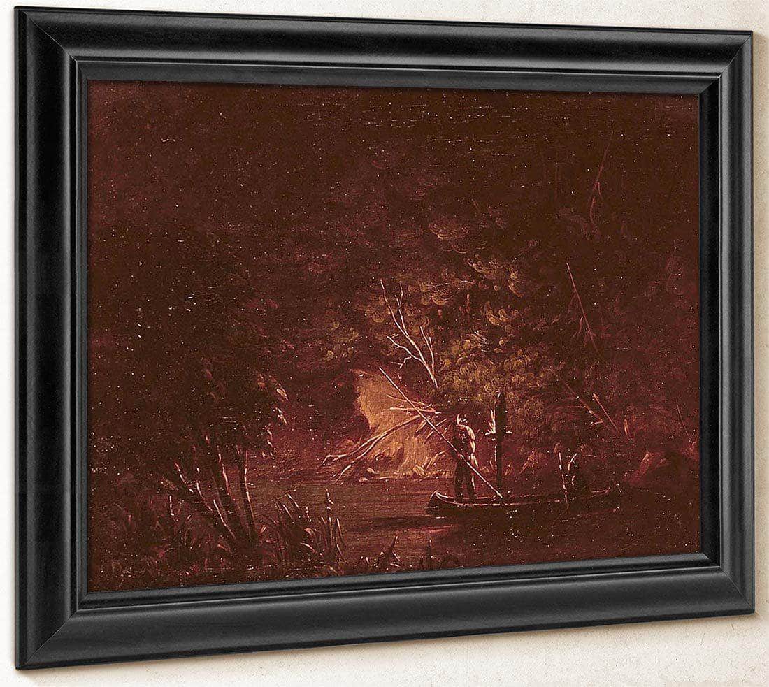 Ojibwe Spearing Salmon By Torchlight By George Catlin - Image 6