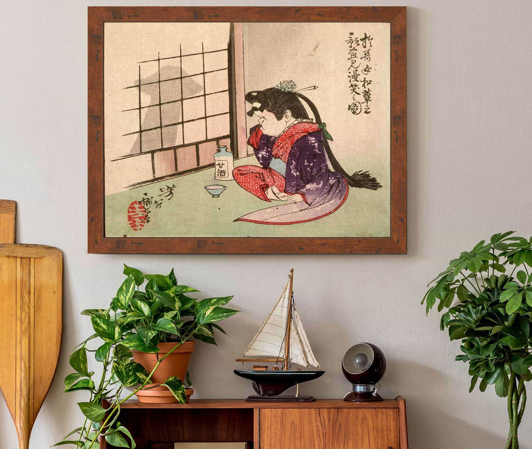 Okame Laughing At The Shadow Of A Mushroom by Tsukioka Yoshitoshi - Image 3