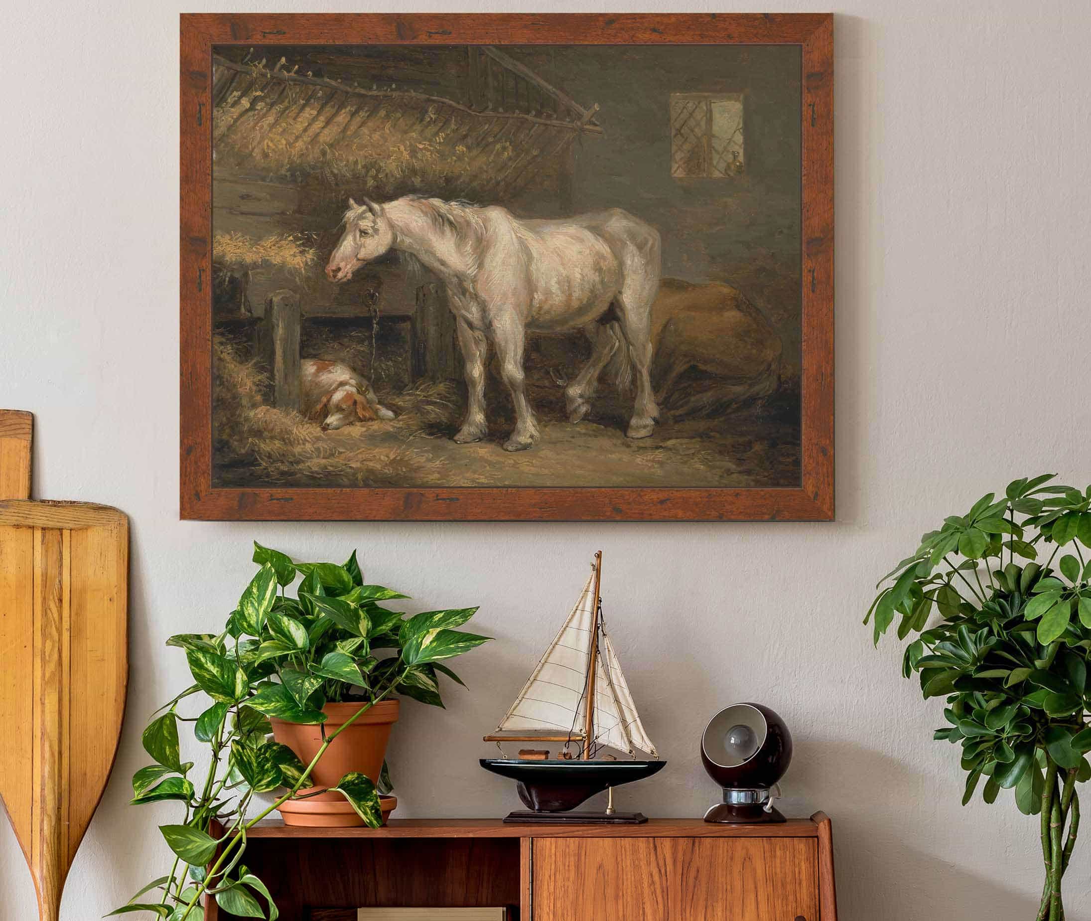 Old Horses With A Dog In A Stable by George Morland - Image 3