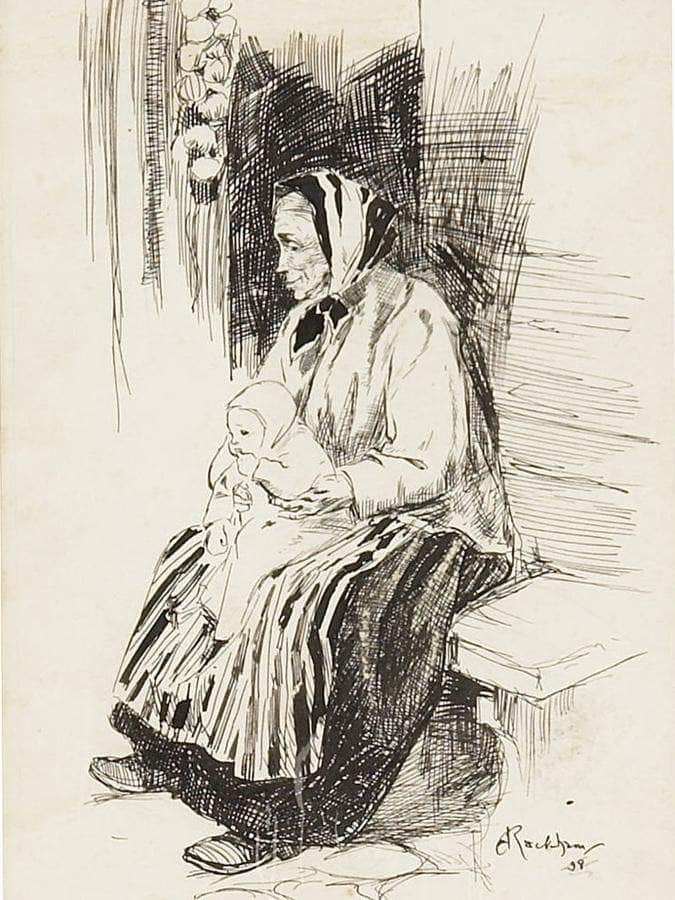 Old Lady With A Baby 1898 By Arthur Rackham - Image 6