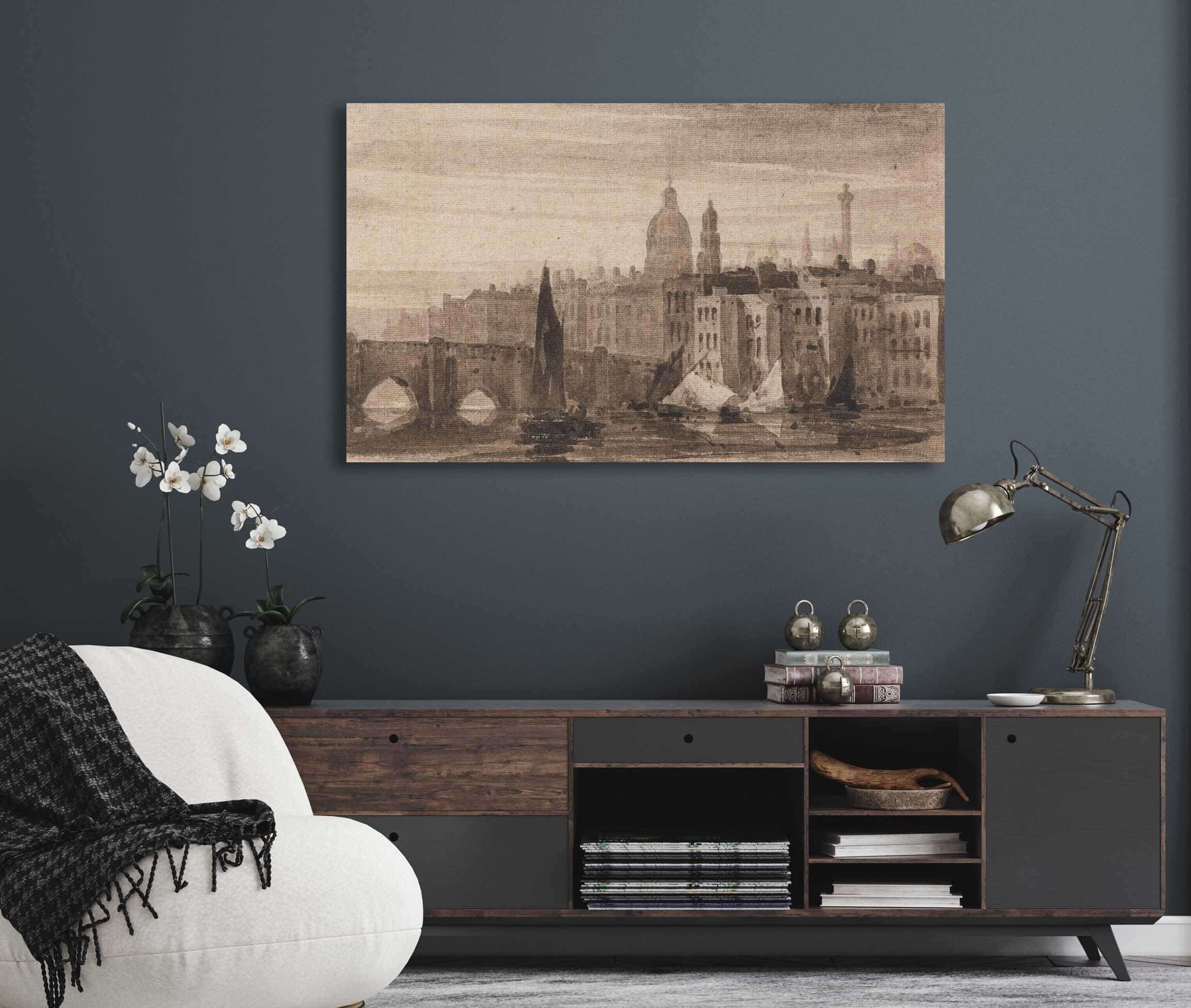 Old London Bridge And St Pauls Cathedral From The Thames by David Cox - Image 5