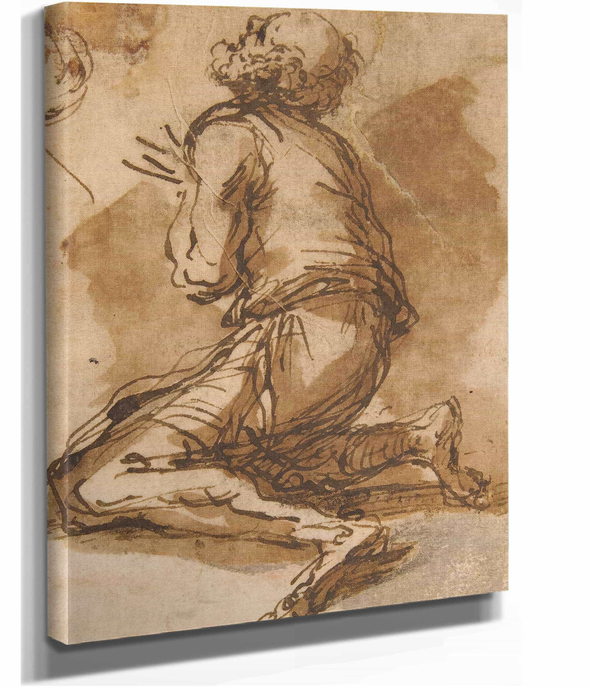Old Man Kneeling Facing Upper Left by Salvator Rosa - Image 2