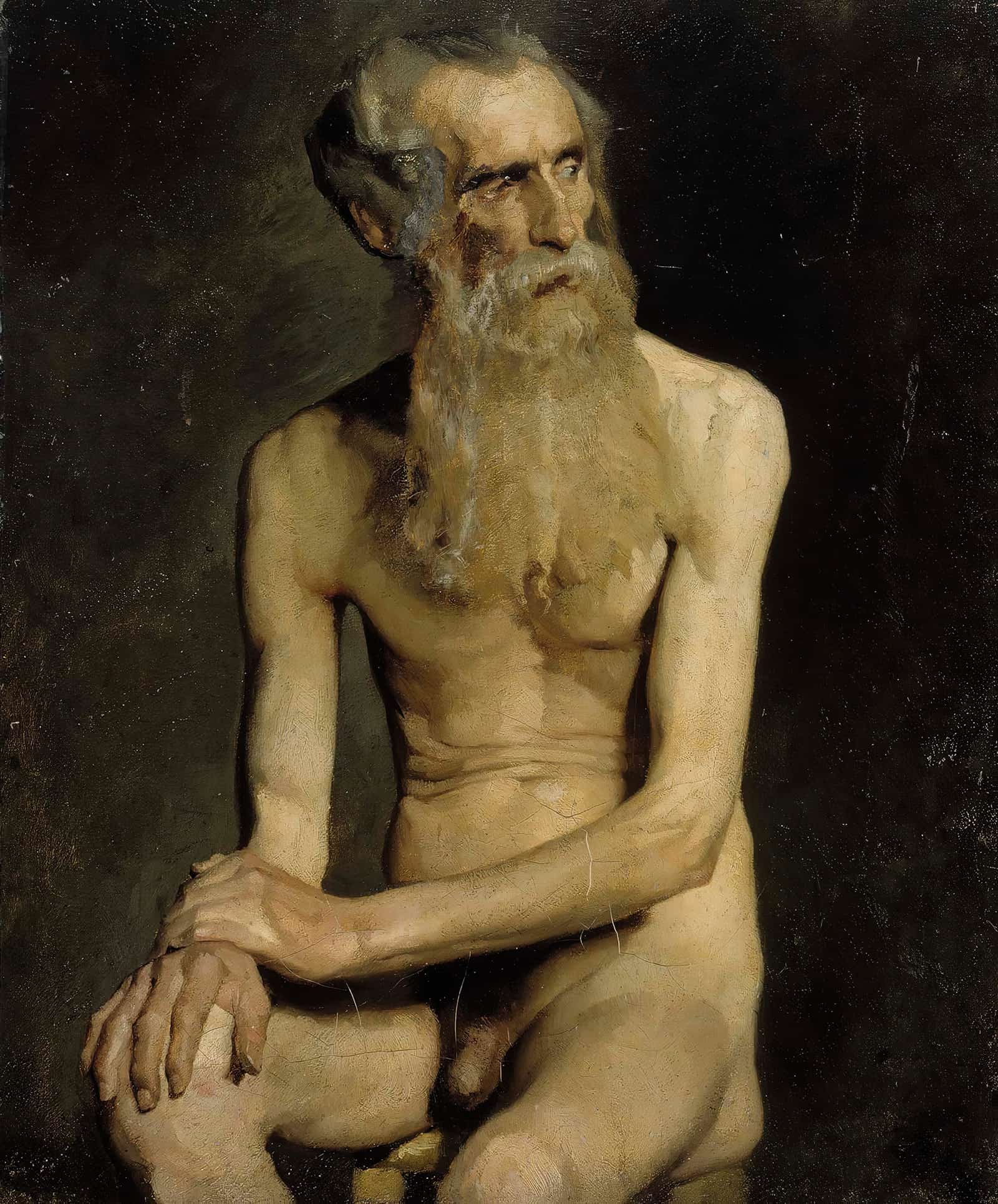 Old Man Seated Academy Study by Albert Edelfelt