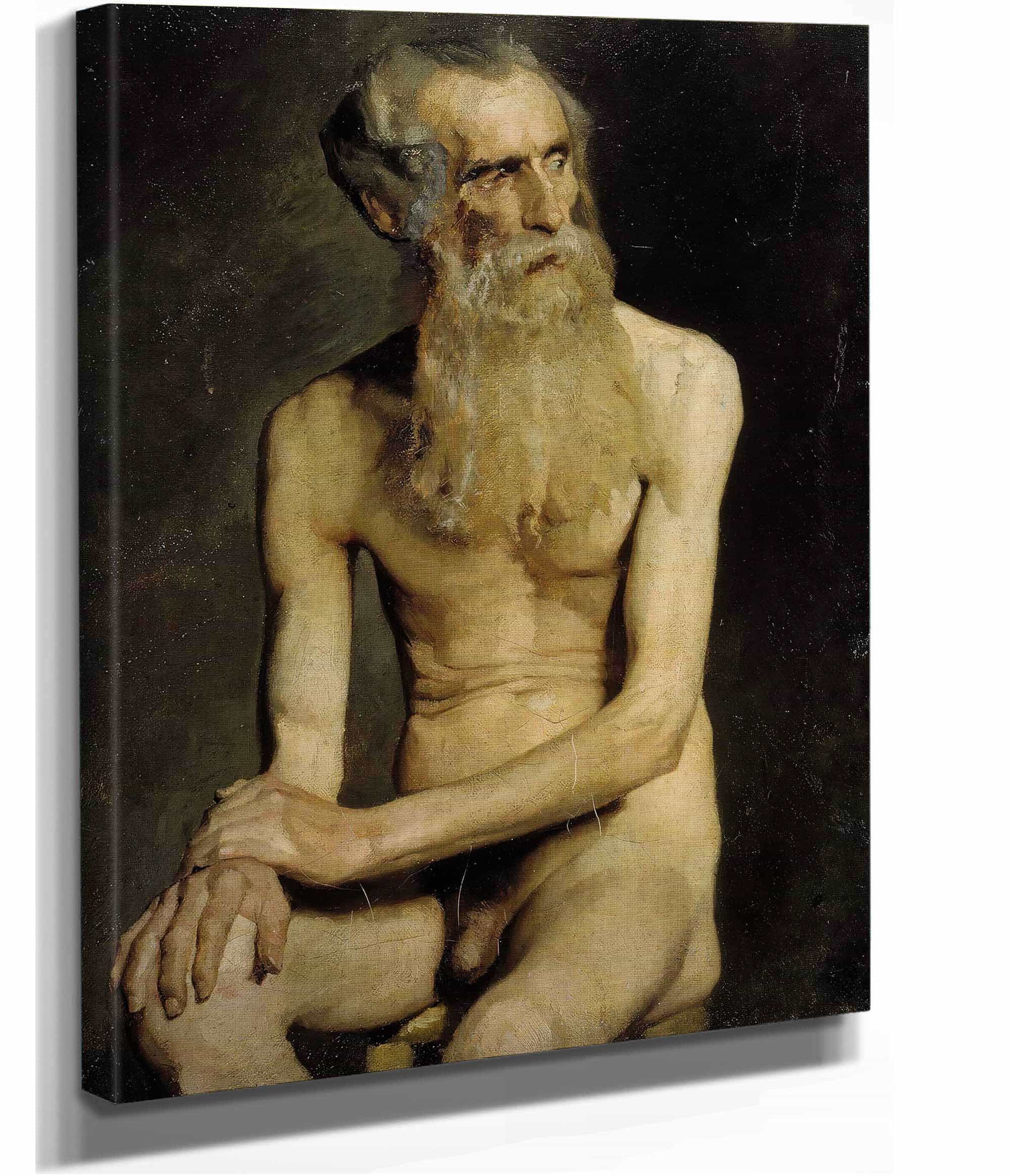 Old Man Seated Academy Study by Albert Edelfelt - Image 2