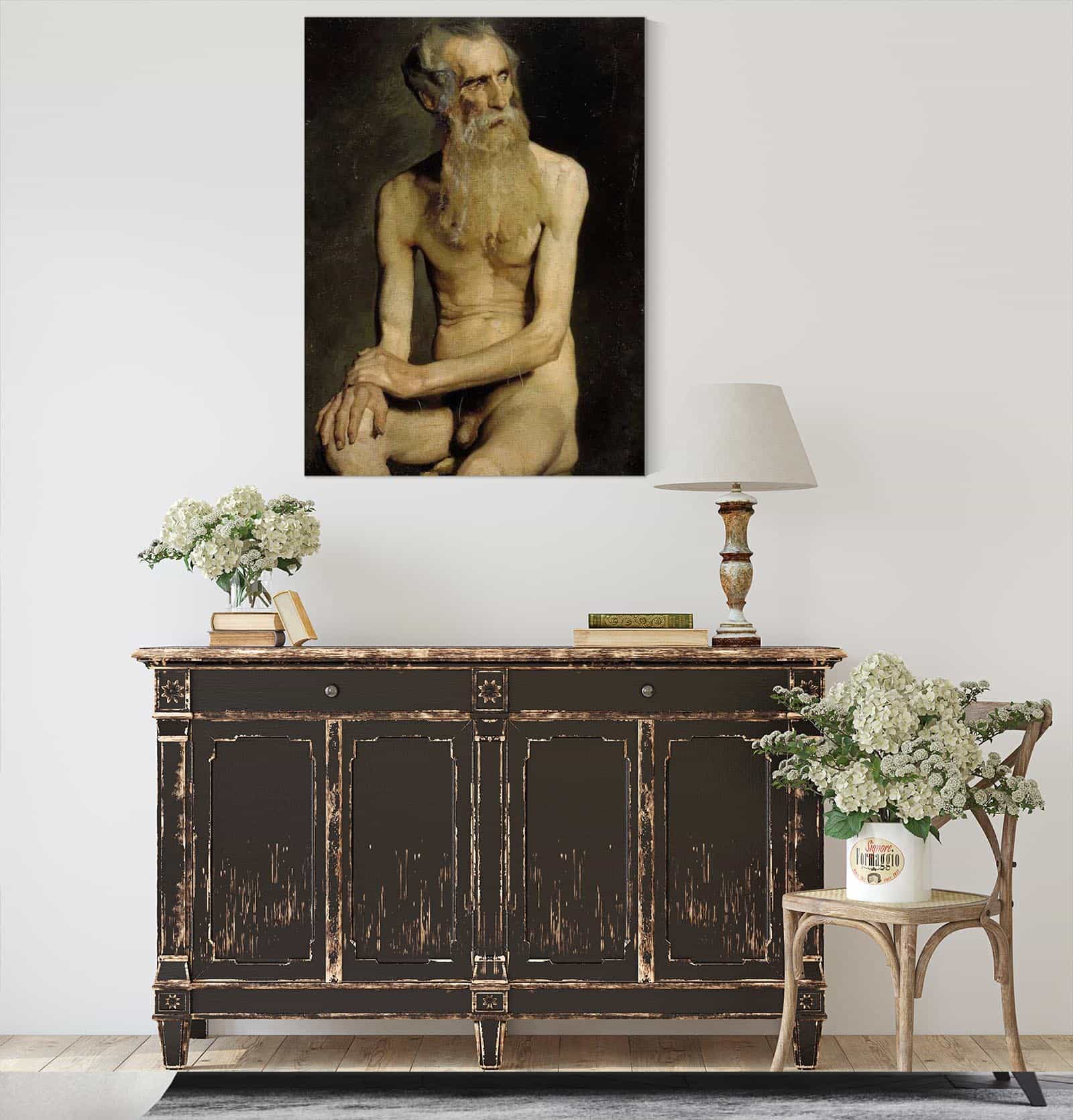 Old Man Seated Academy Study by Albert Edelfelt - Image 4