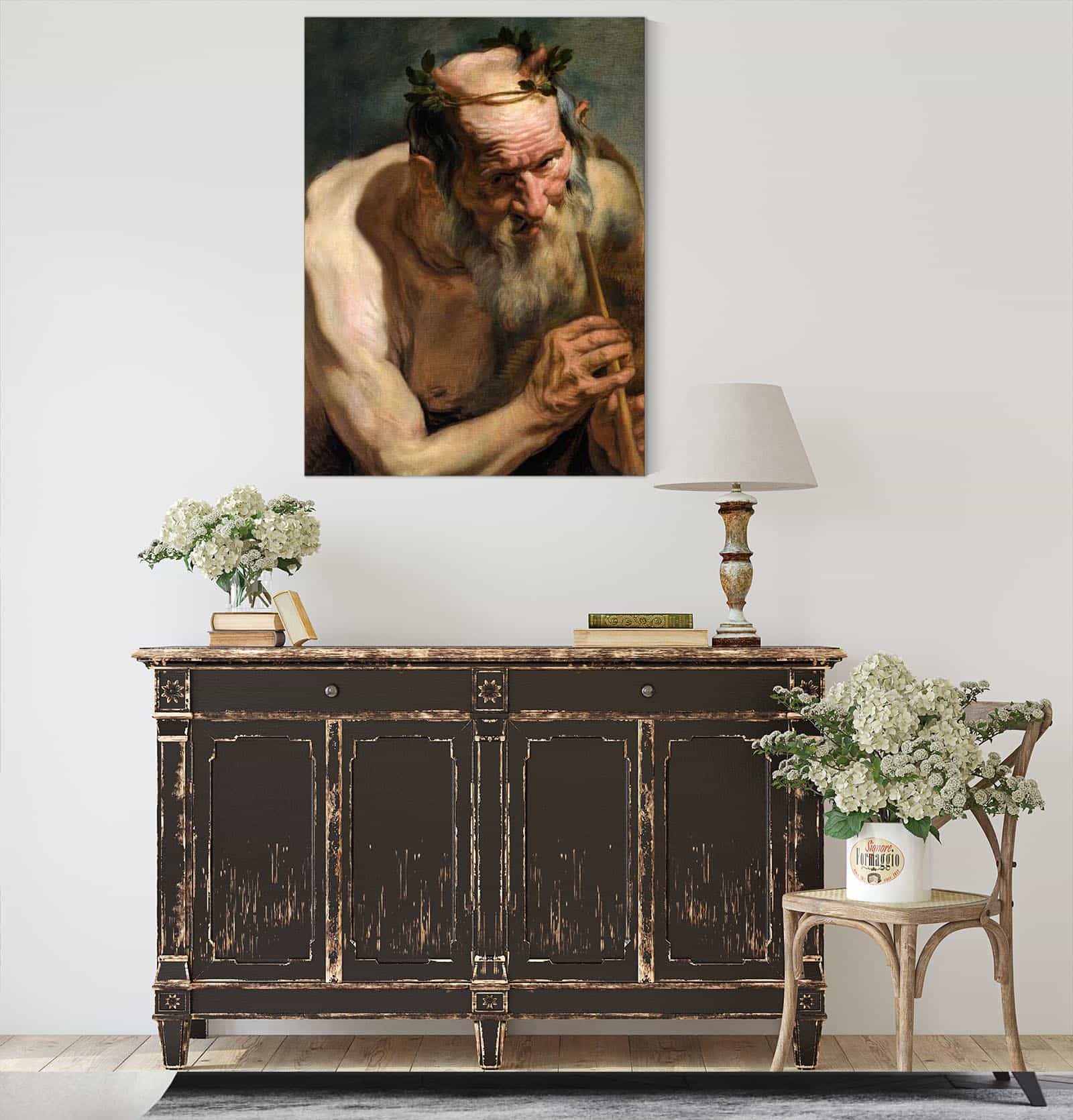 Old Satyr Holding A Flute by Jacob Jordaens - Image 4