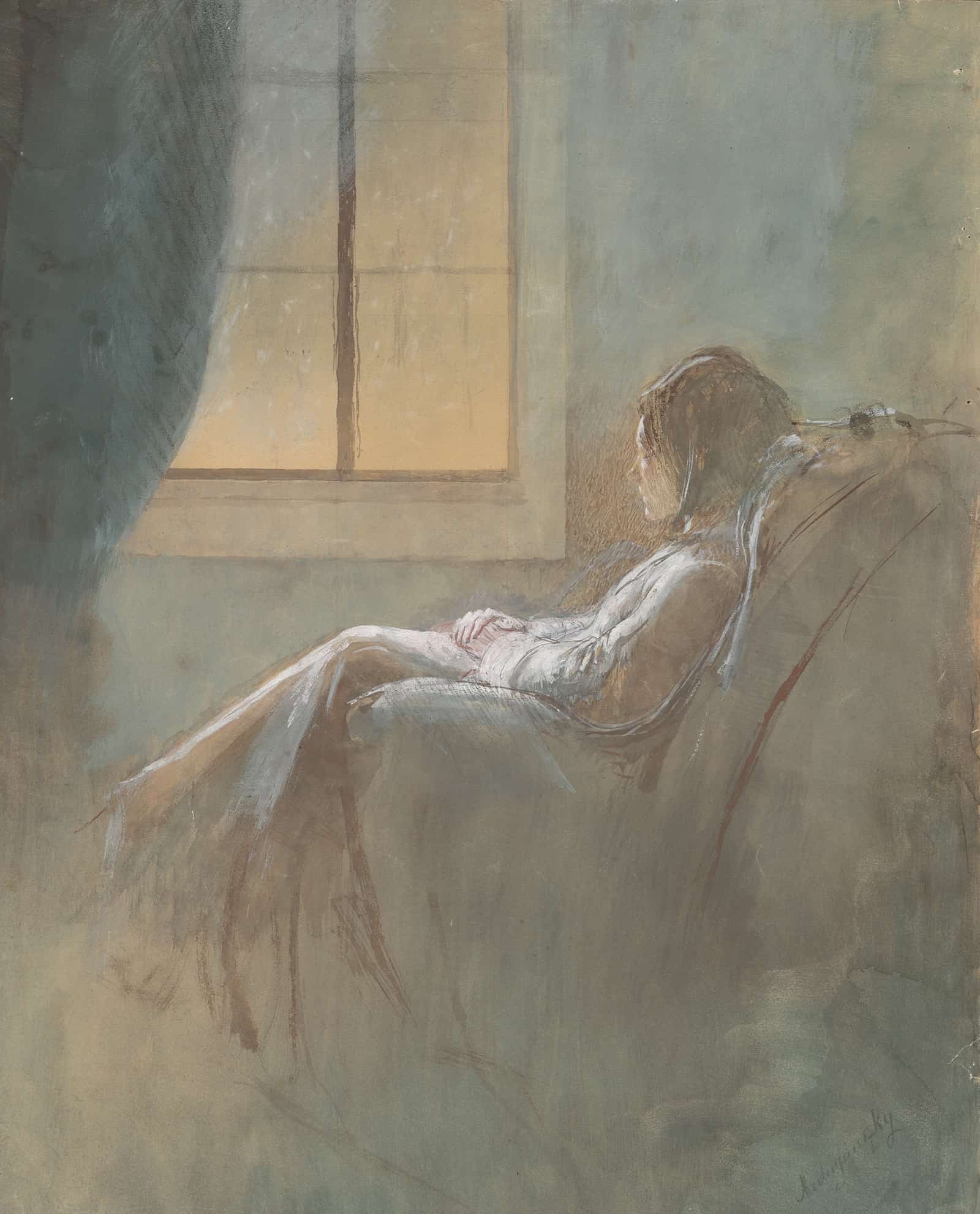 Old Woman Sitting by Ladislav Mednyanszky