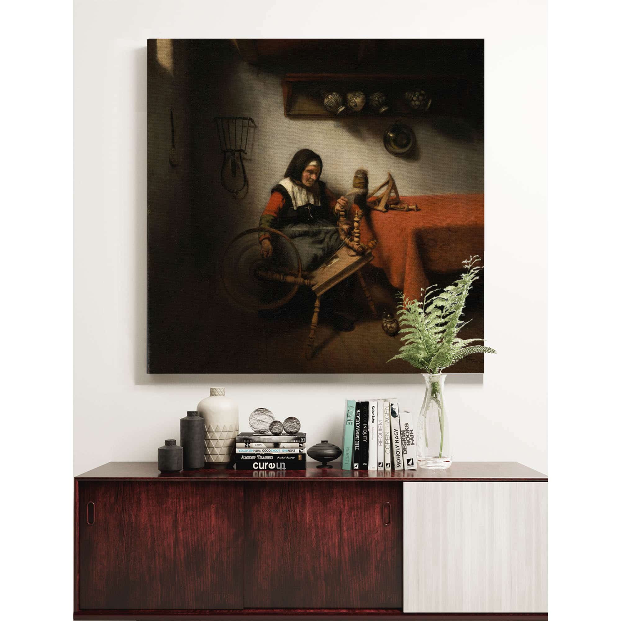 Old Woman Spinning by Nicolaes Maes - Image 5