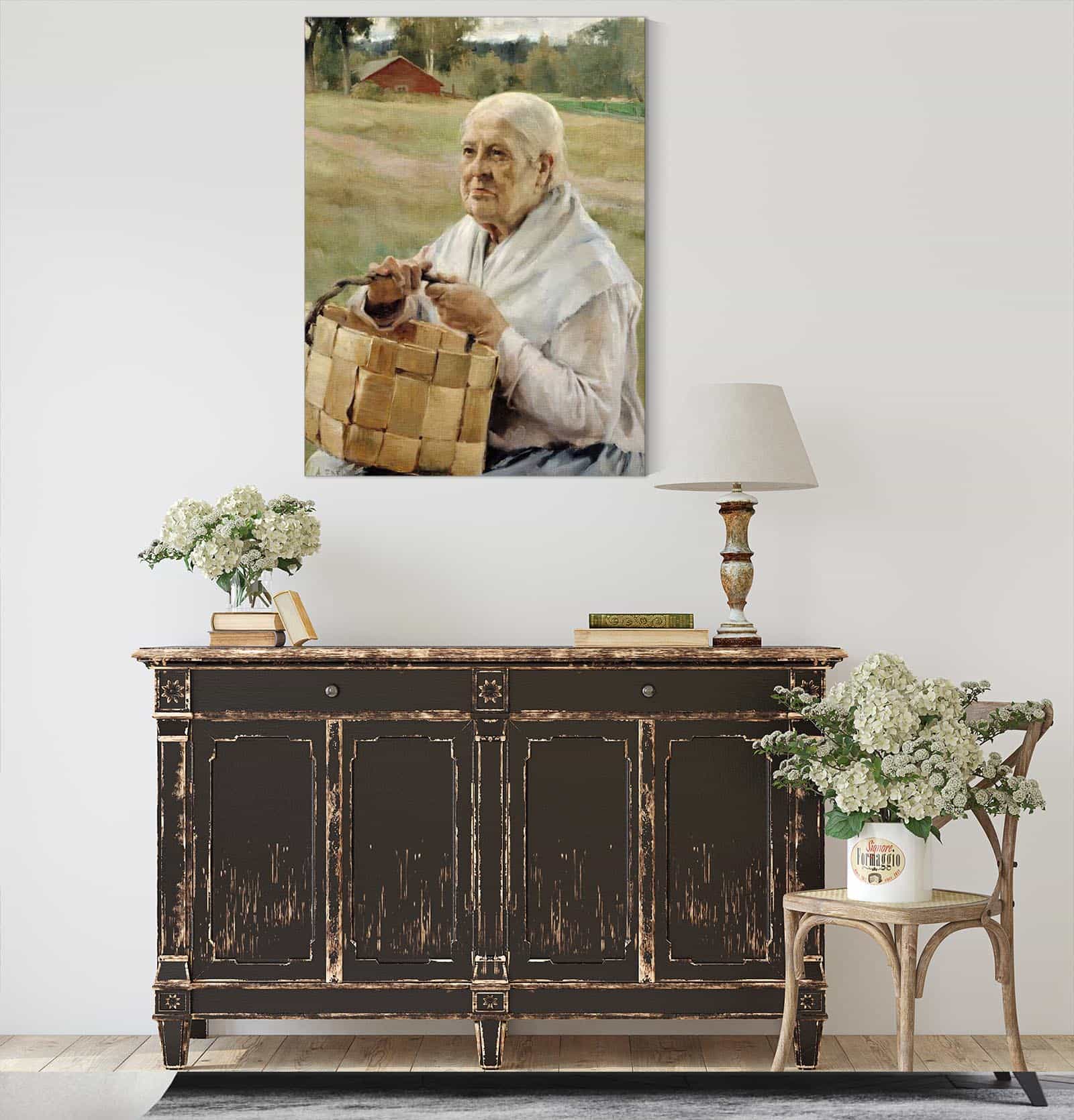 Old Woman With A Chip Basket by Albert Edelfelt - Image 4