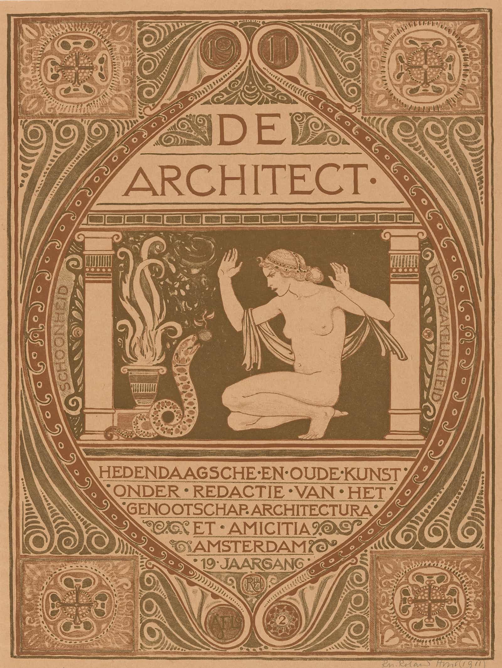 Omslagontwerp Voor De Architect by Richard Nicolaus Roland Holst