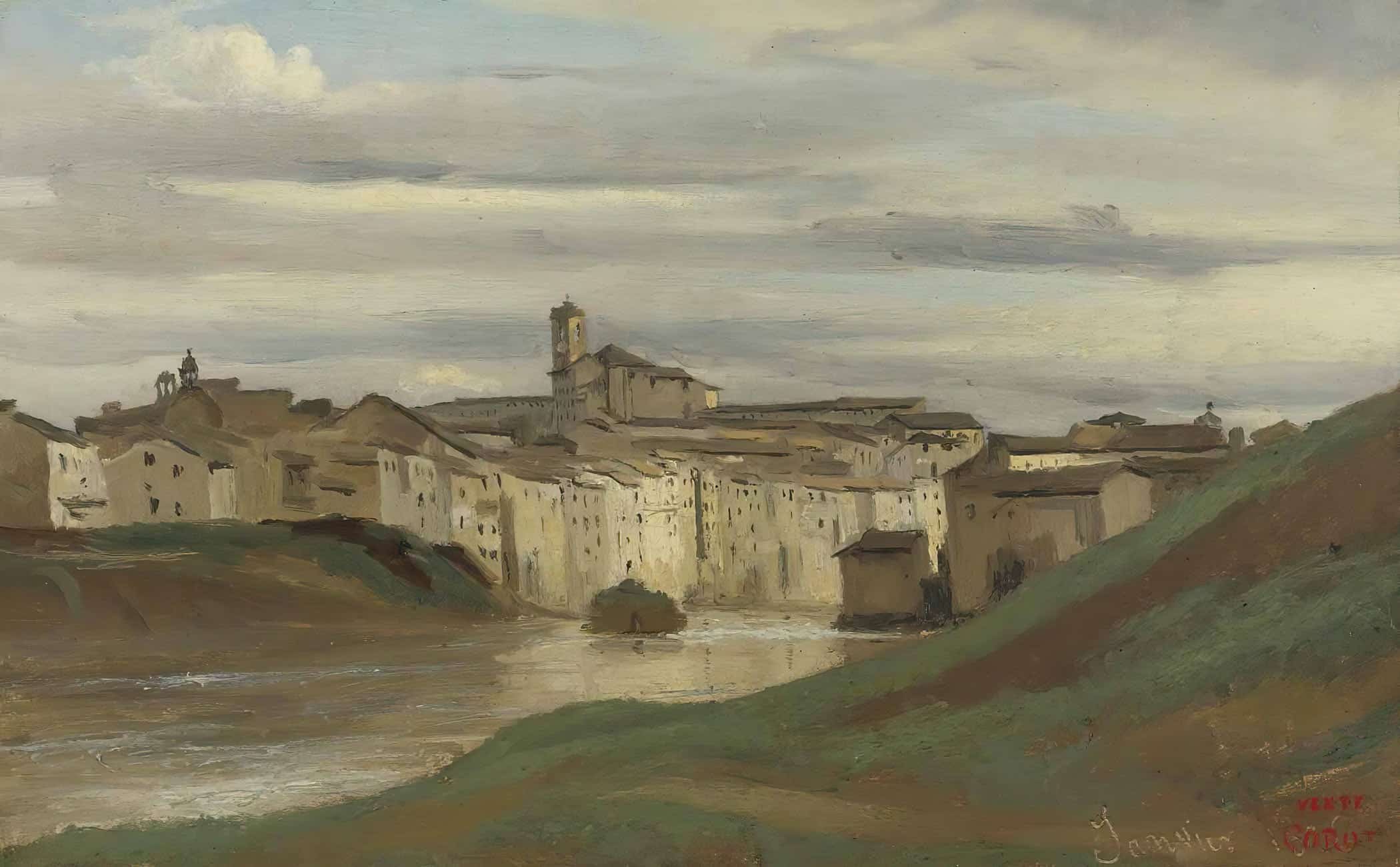 On The Banks Of The Tiber Rome by Jean Baptiste Camille Corot - Image 2