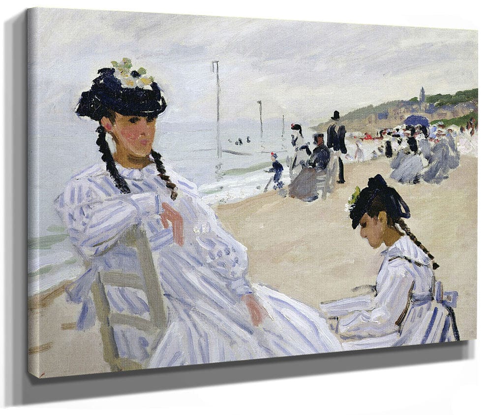 On The Beach At Trouville By Claude Monet
