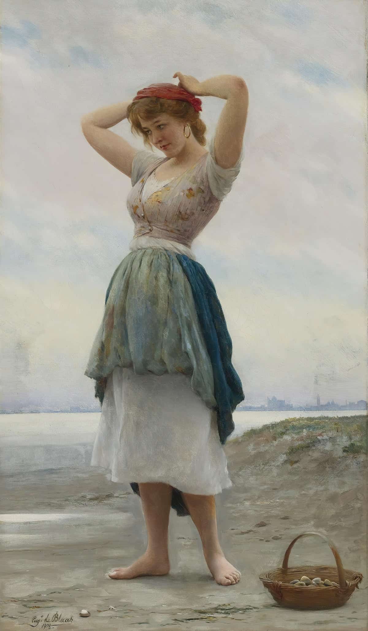 On The Beach by Eugen Von Blaas - Image 3