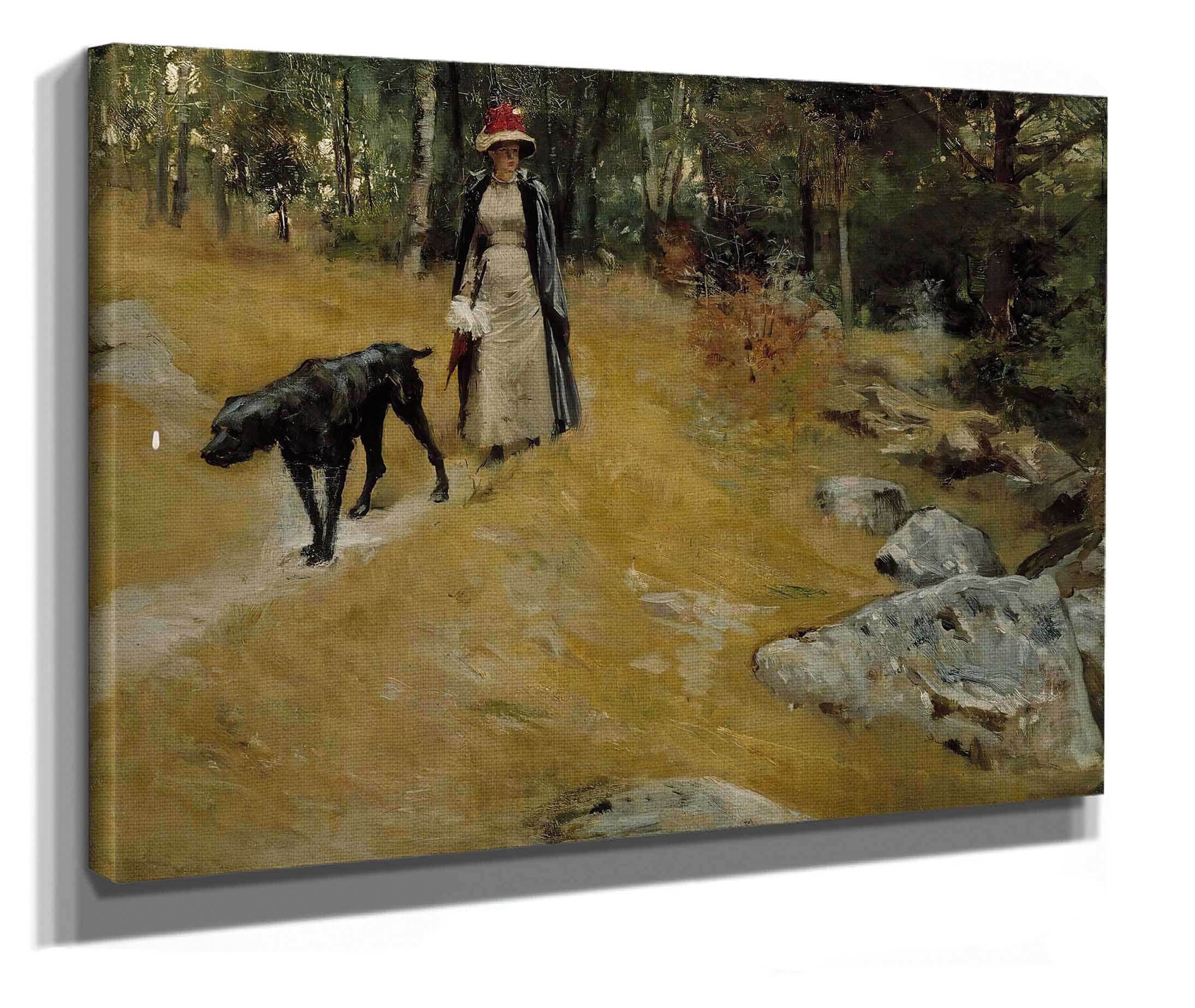 On The Shore Bank Annie Edelfelt With A Dog by Albert Edelfelt - Image 2