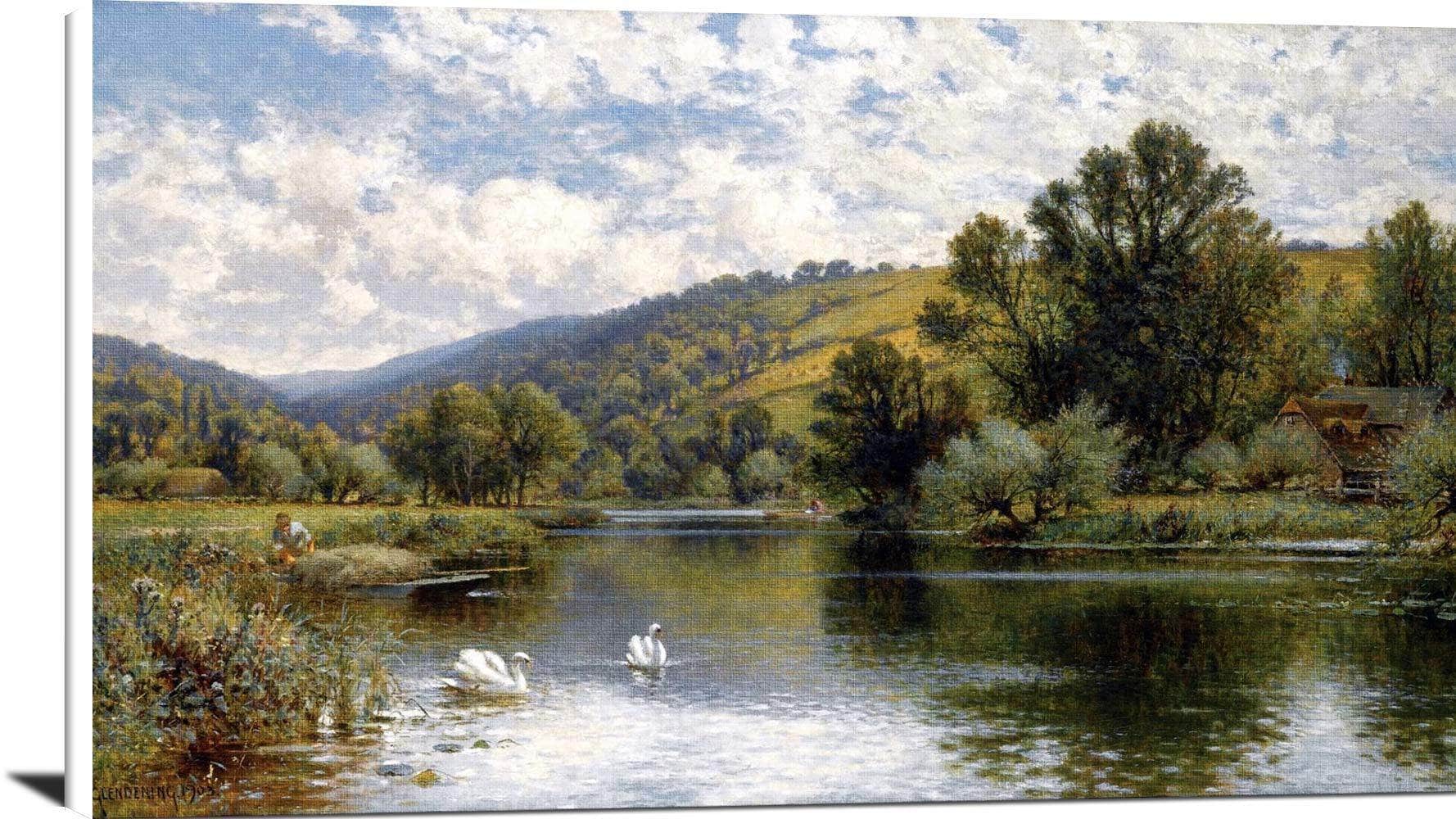 On The Thames Painting Alfred Augustus Glendening Canvas Art
