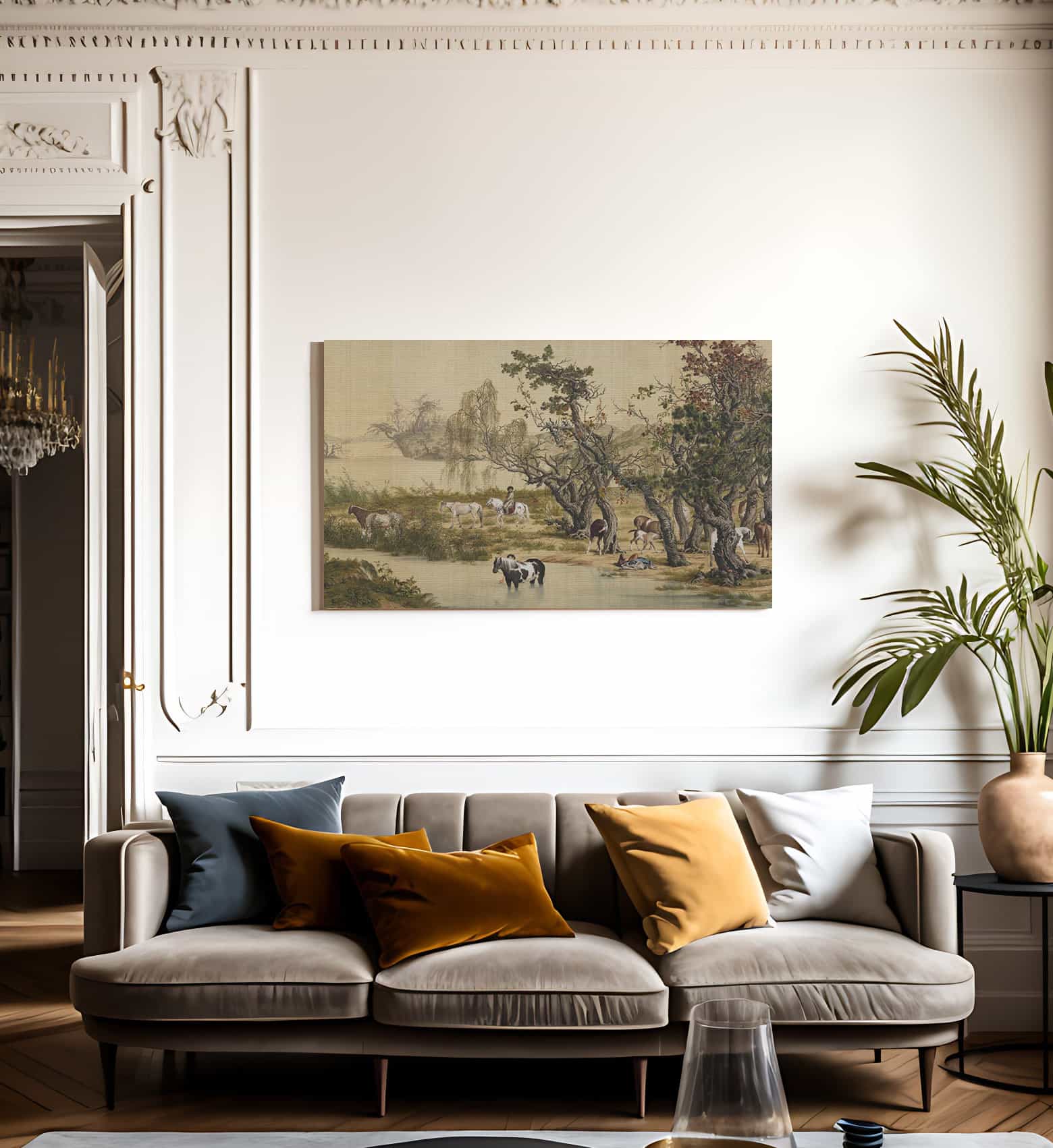 One Hundred Horses Detail 2 1728 By Giuseppe Castiglione - Image 3