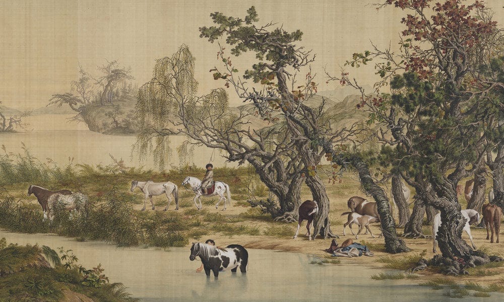 One Hundred Horses Detail 2 1728 By Giuseppe Castiglione - Image 7