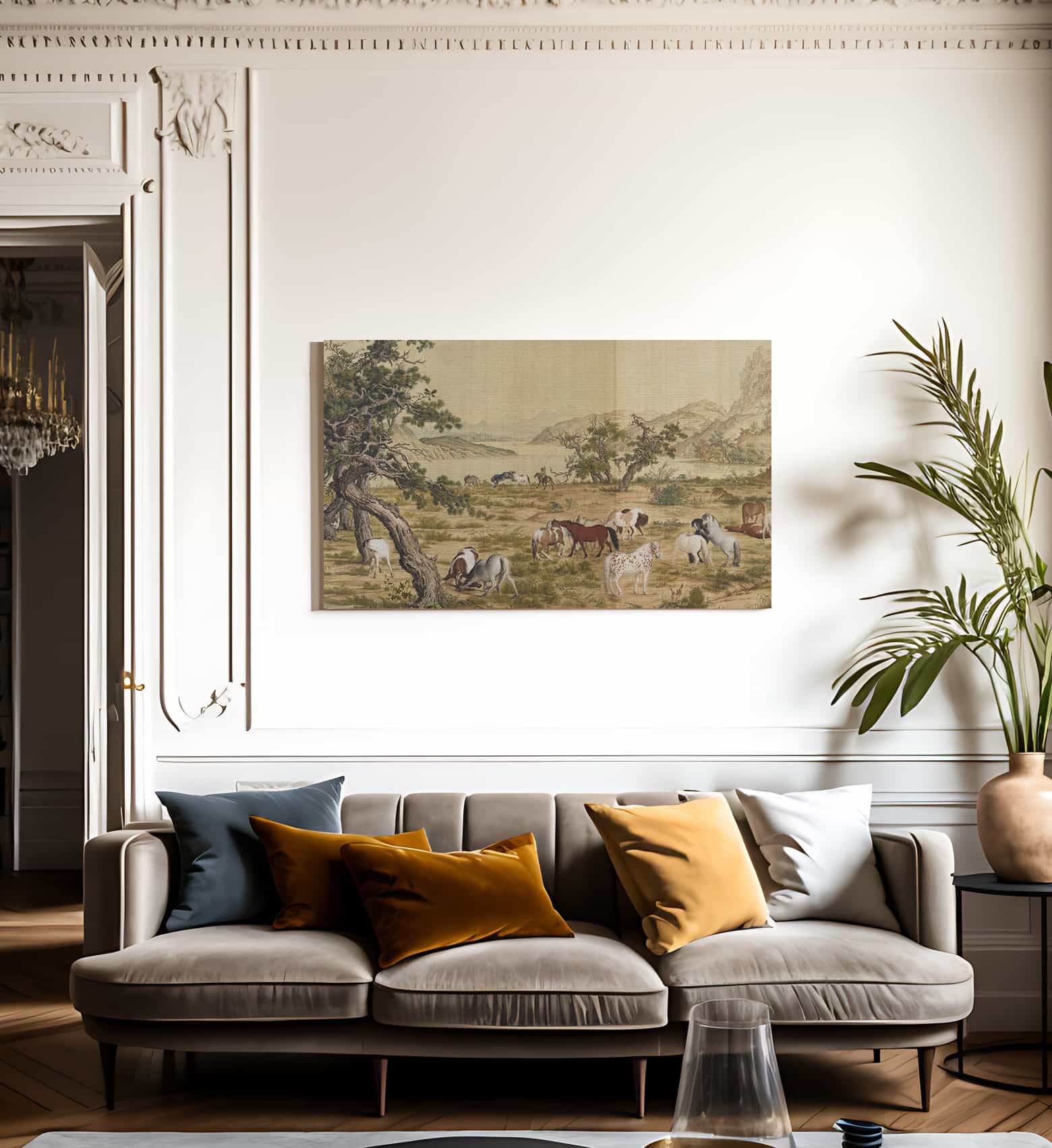 One Hundred Horses Detail 3 1728 By Giuseppe Castiglione - Image 3