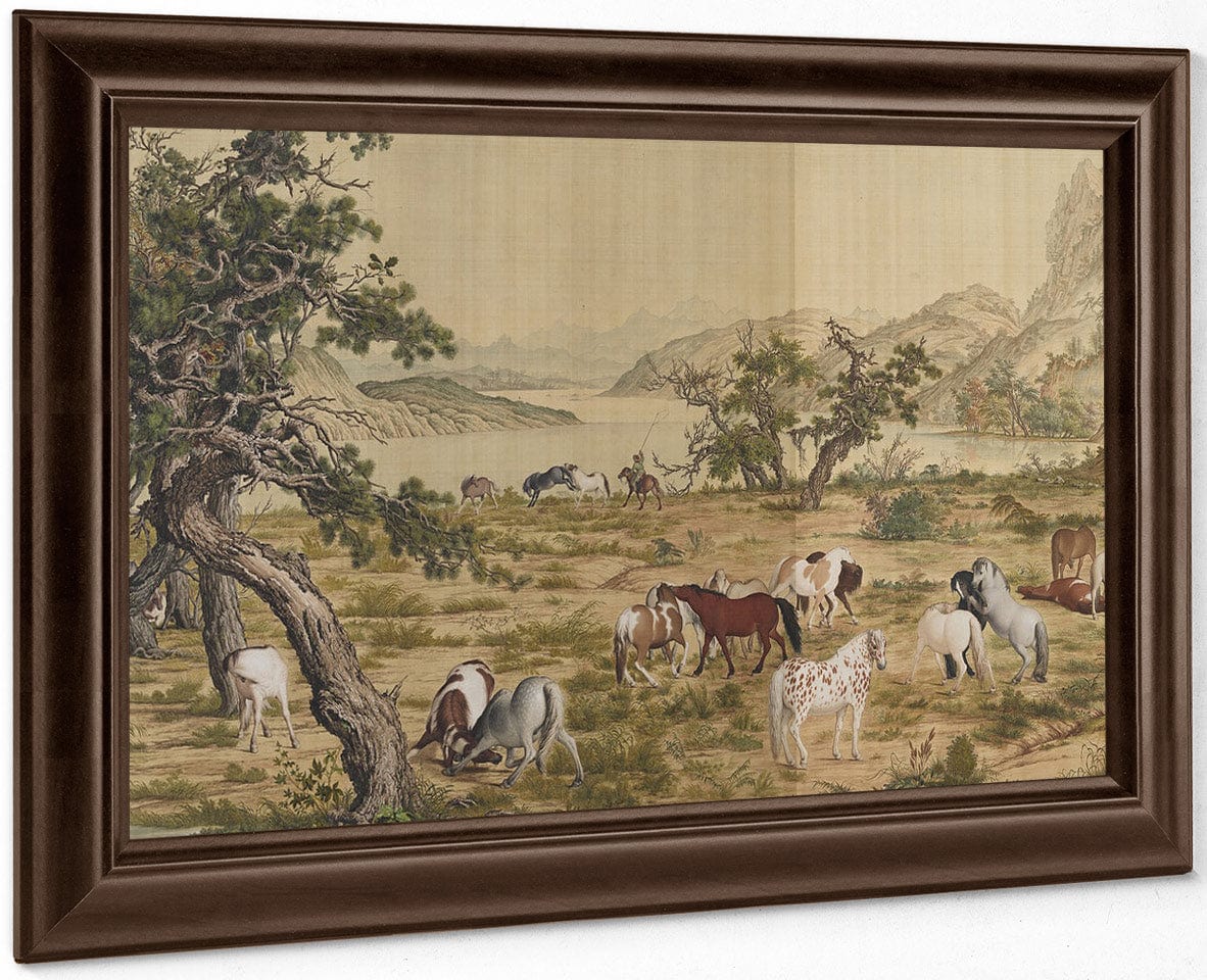 One Hundred Horses Detail 3 1728 By Giuseppe Castiglione - Image 6