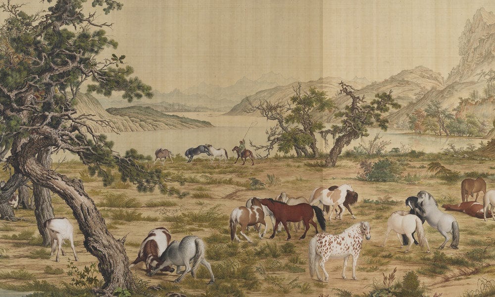 One Hundred Horses Detail 3 1728 By Giuseppe Castiglione - Image 7