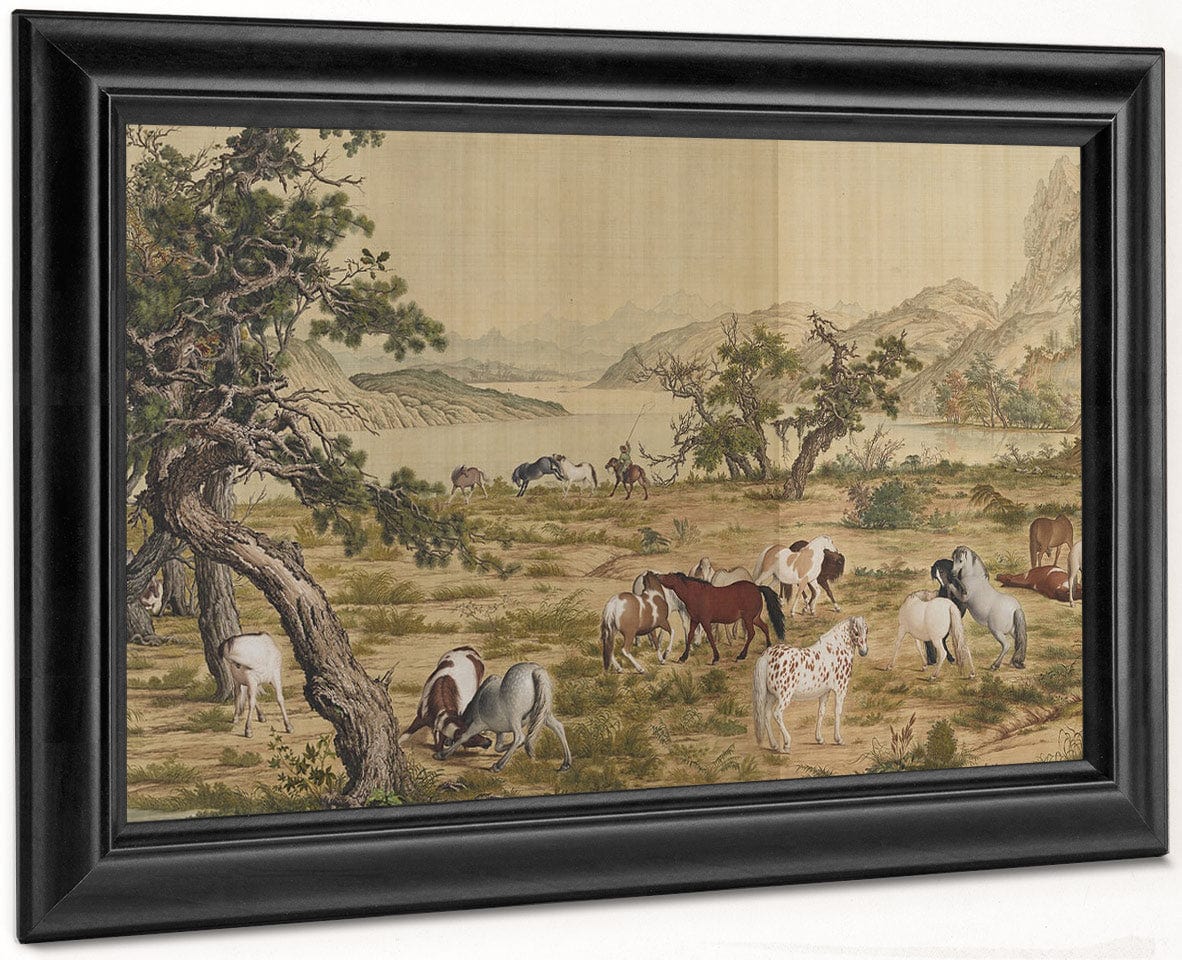 One Hundred Horses Detail 3 1728 By Giuseppe Castiglione - Image 8