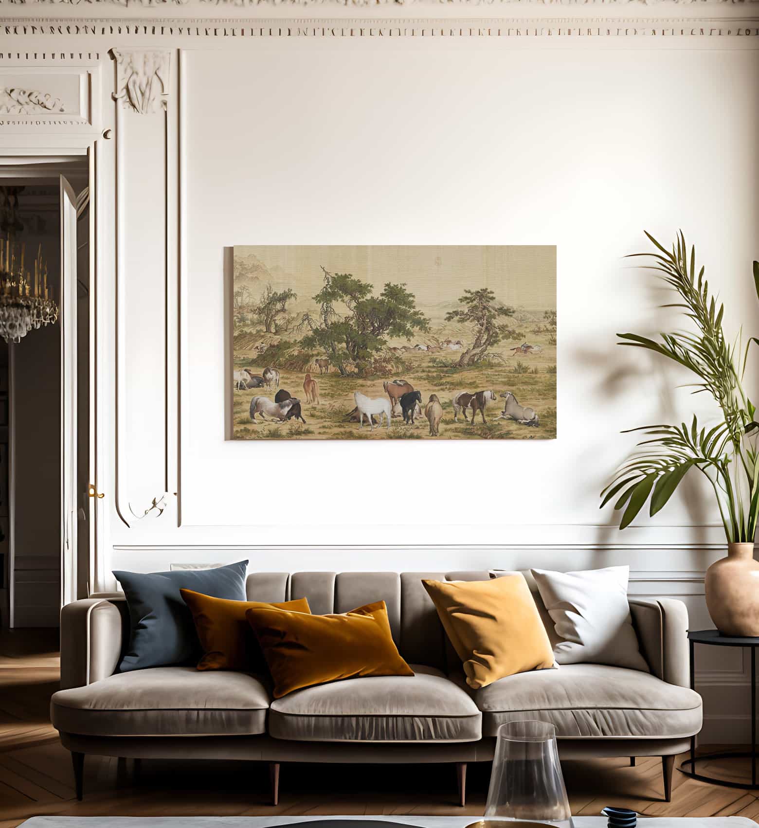 One Hundred Horses Detail 4 1728 By Giuseppe Castiglione - Image 3