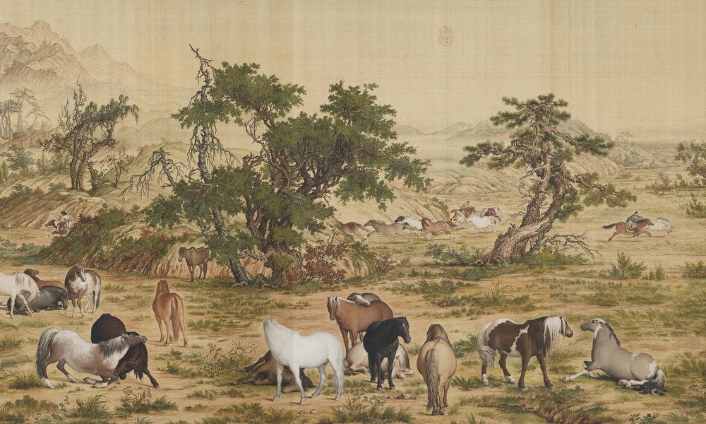 One Hundred Horses Detail 4 1728 By Giuseppe Castiglione - Image 7