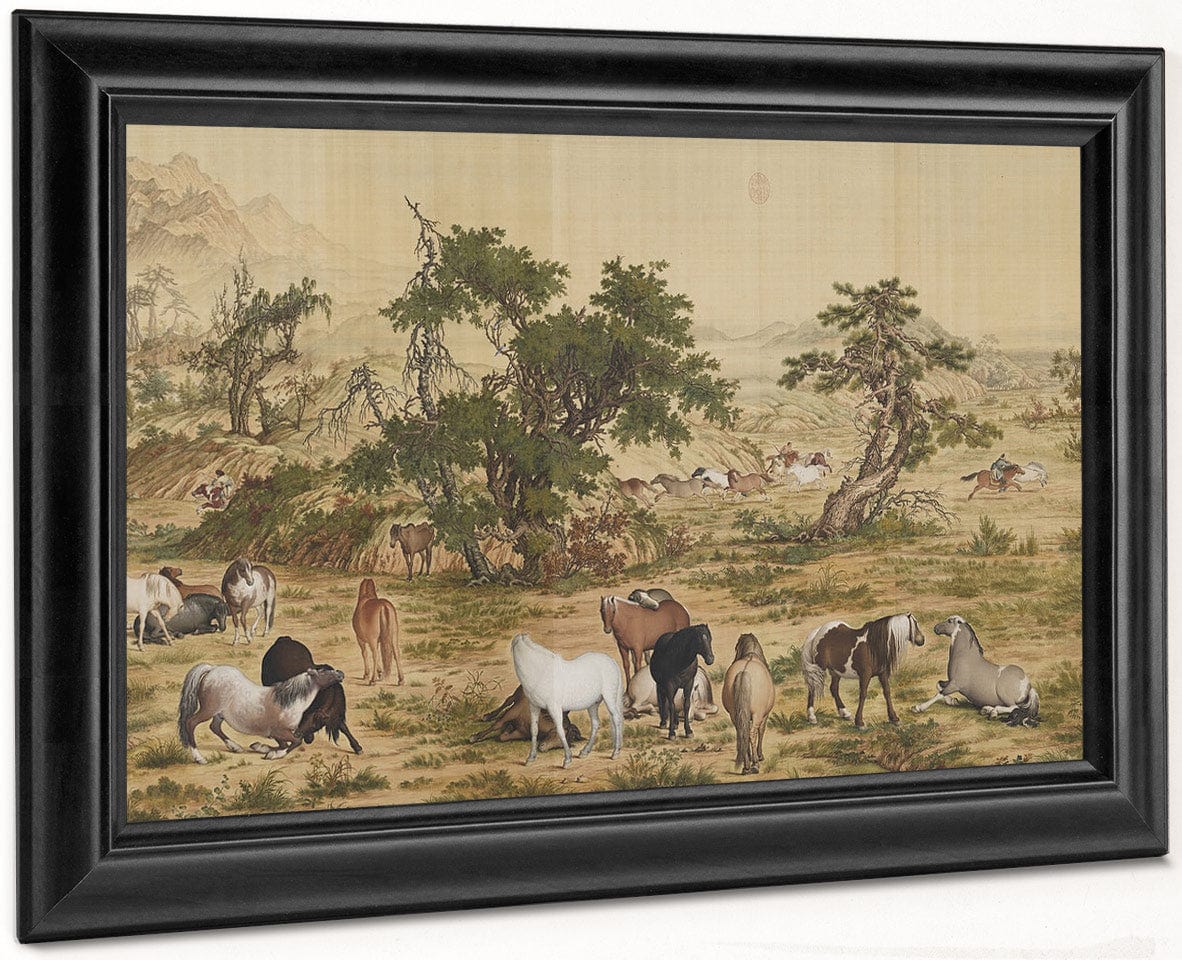One Hundred Horses Detail 4 1728 By Giuseppe Castiglione - Image 8