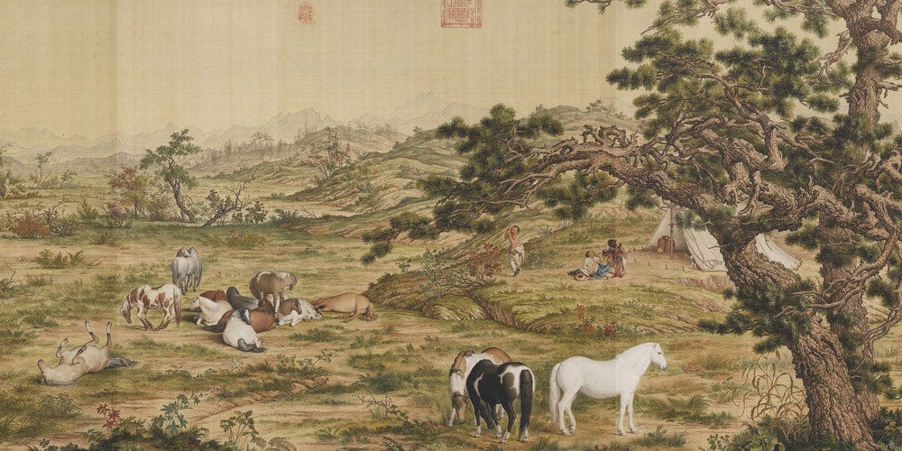 One Hundred Horses Detail 5 1728 By Giuseppe Castiglione - Image 2