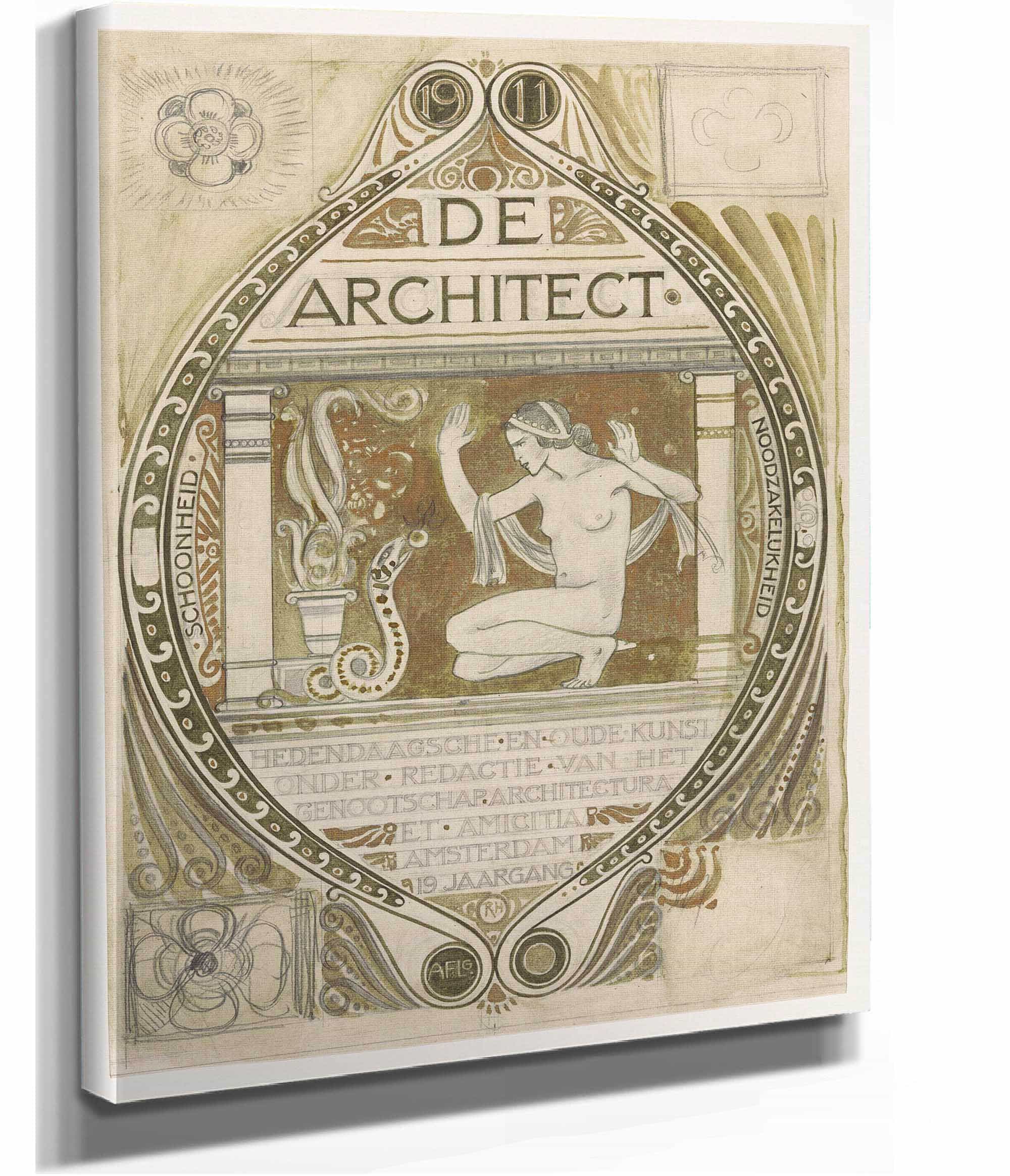 Ontwerp Voor De Omslag Van De Architect  by Richard Nicolaus Roland Holst - Image 2