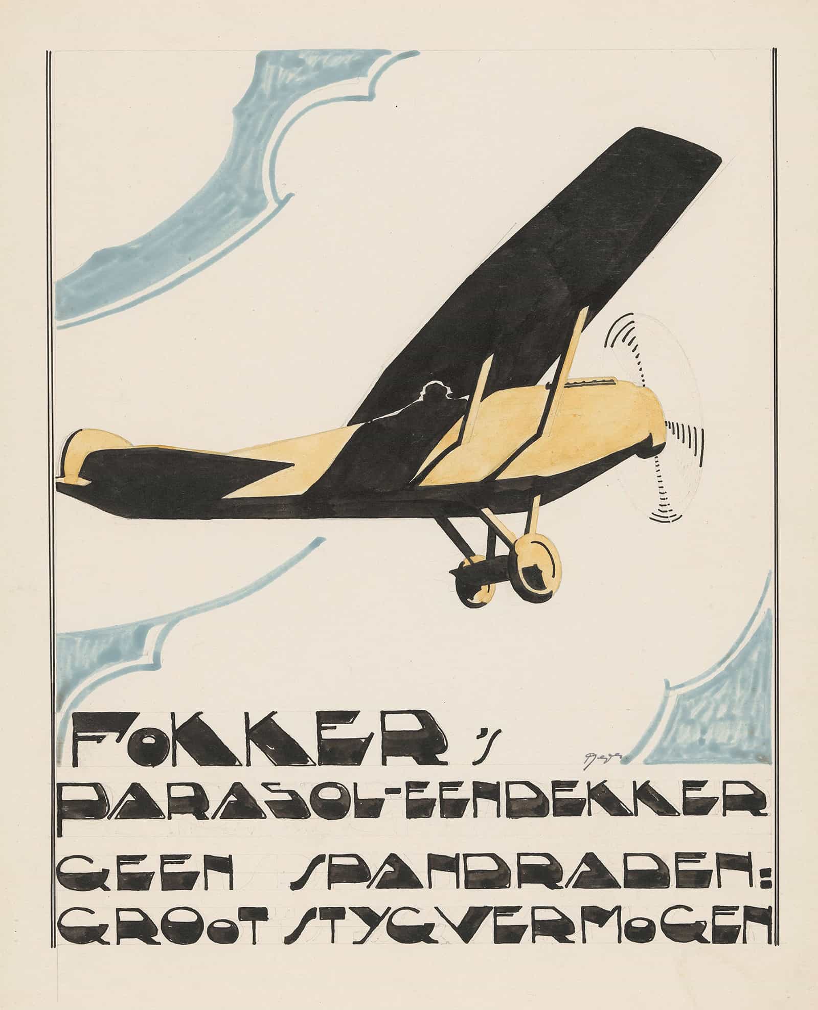 Ontwerp Voor Reclame Voor `Fokkers Parasol Eendekker by Reijer Stolk